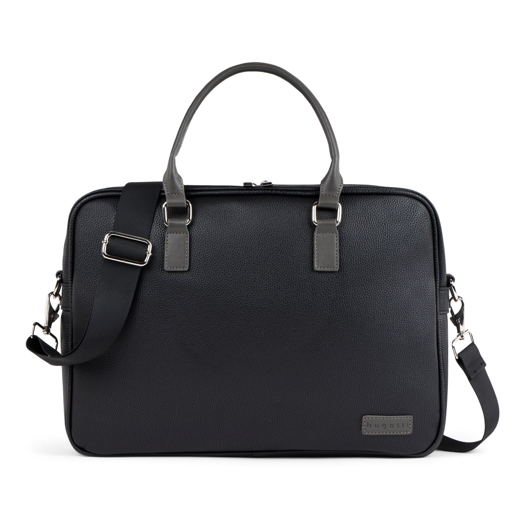  Bugatti Contrast Collection Briefcase -Vegan Leather - Black - Bonton