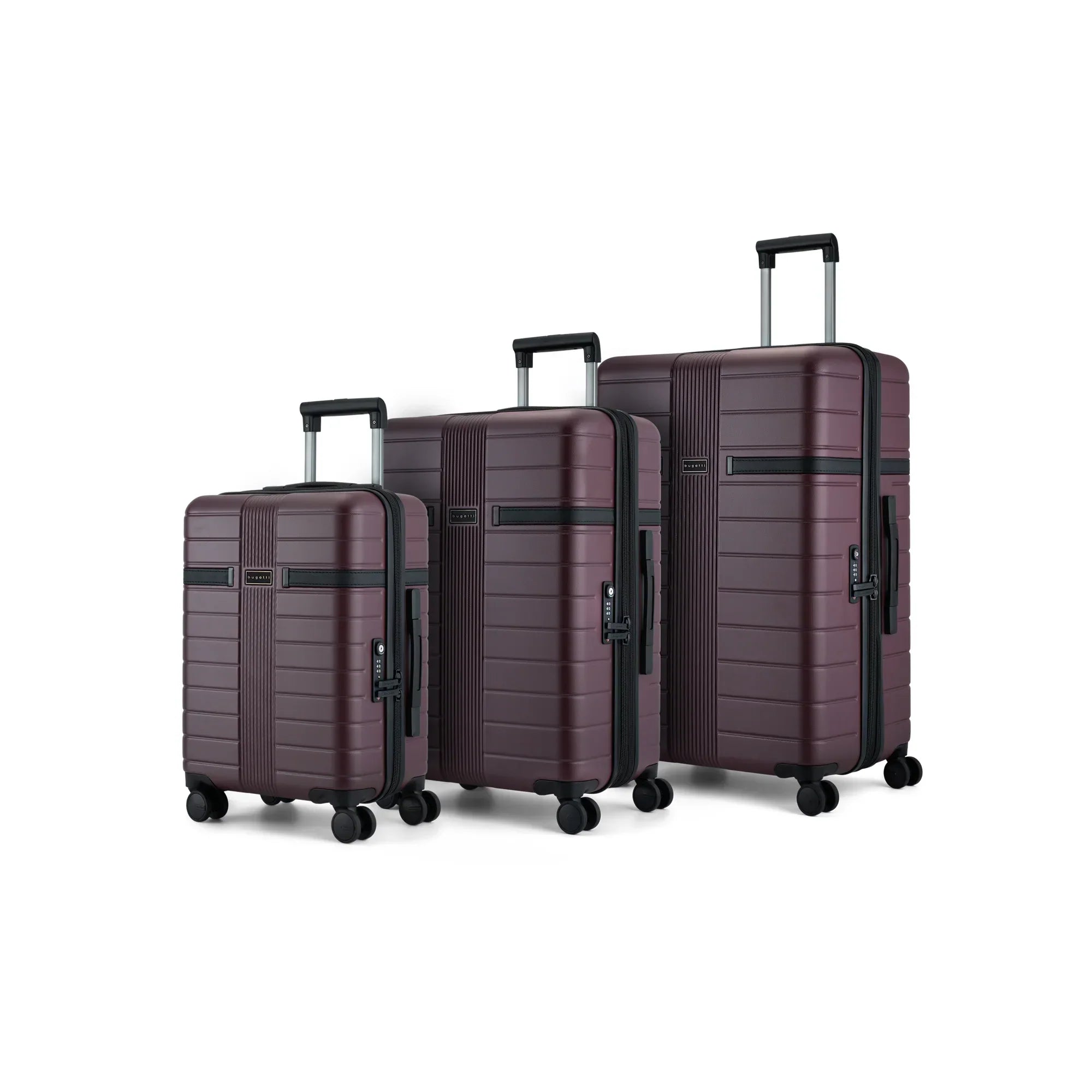  Bugatti Hamburg  3 Piece Luggage set - 100% Polycarbonate - Red Lacquer - Bonton