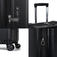 Wellington 3 Piece Luggage Set - ABS/Vegan Leather Blend Black