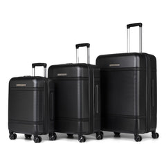 Wellington 3 Piece Luggage Set - ABS/Vegan Leather Blend Black