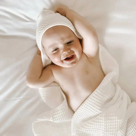 Cloud | Hooded Waffle Towel Made With 100% Organic Bamboo #Color_cloud