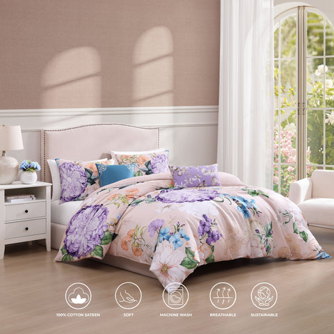Bebejan Bright Bouquet 5 Piece Reversible Comforter Set