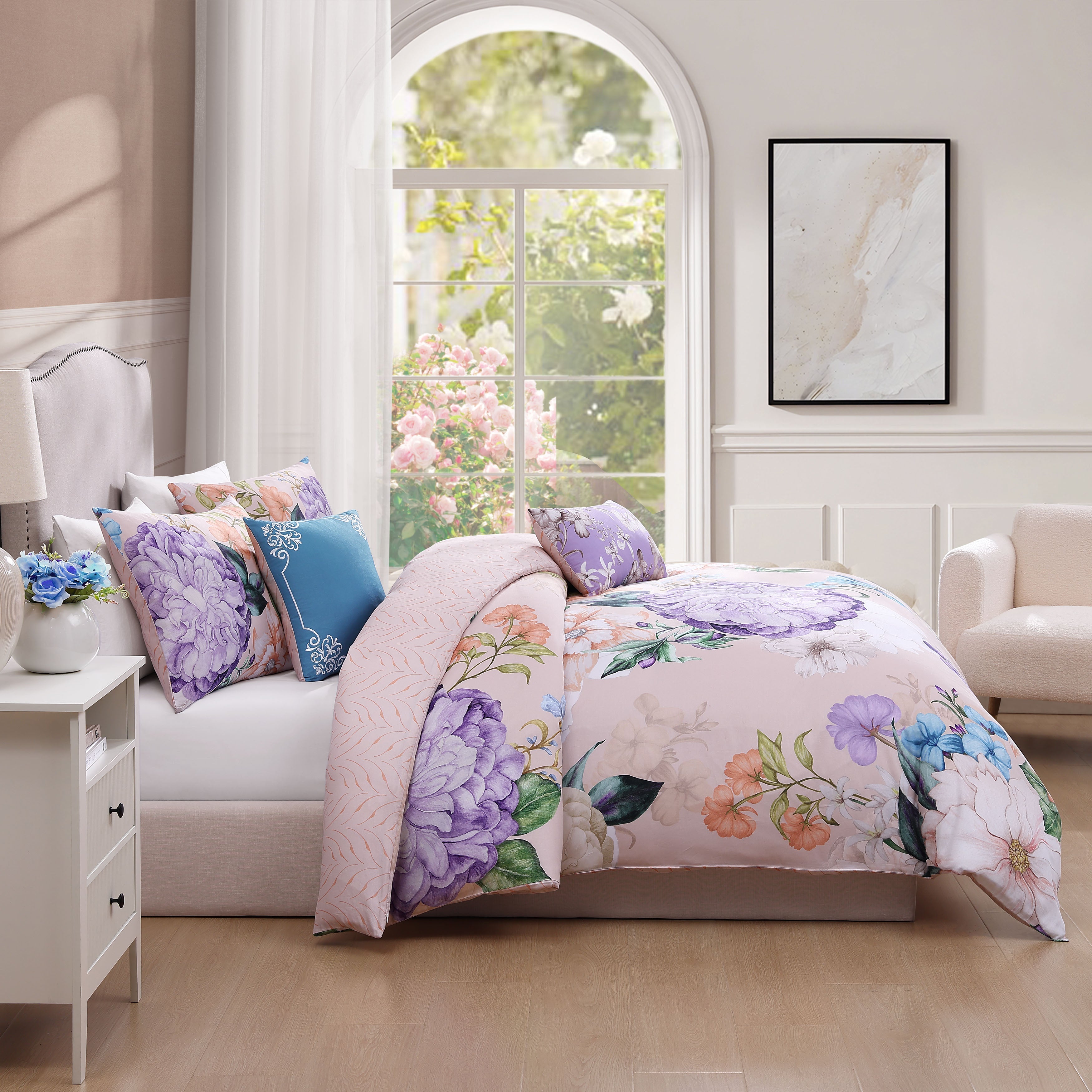  Bebejan Bebejan Bright Bouquet 5 Piece Reversible Comforter Set - QUEEN - Bonton
