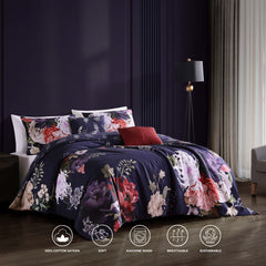 Deep Purple Garden 5-Piece Reversible Comforter Set