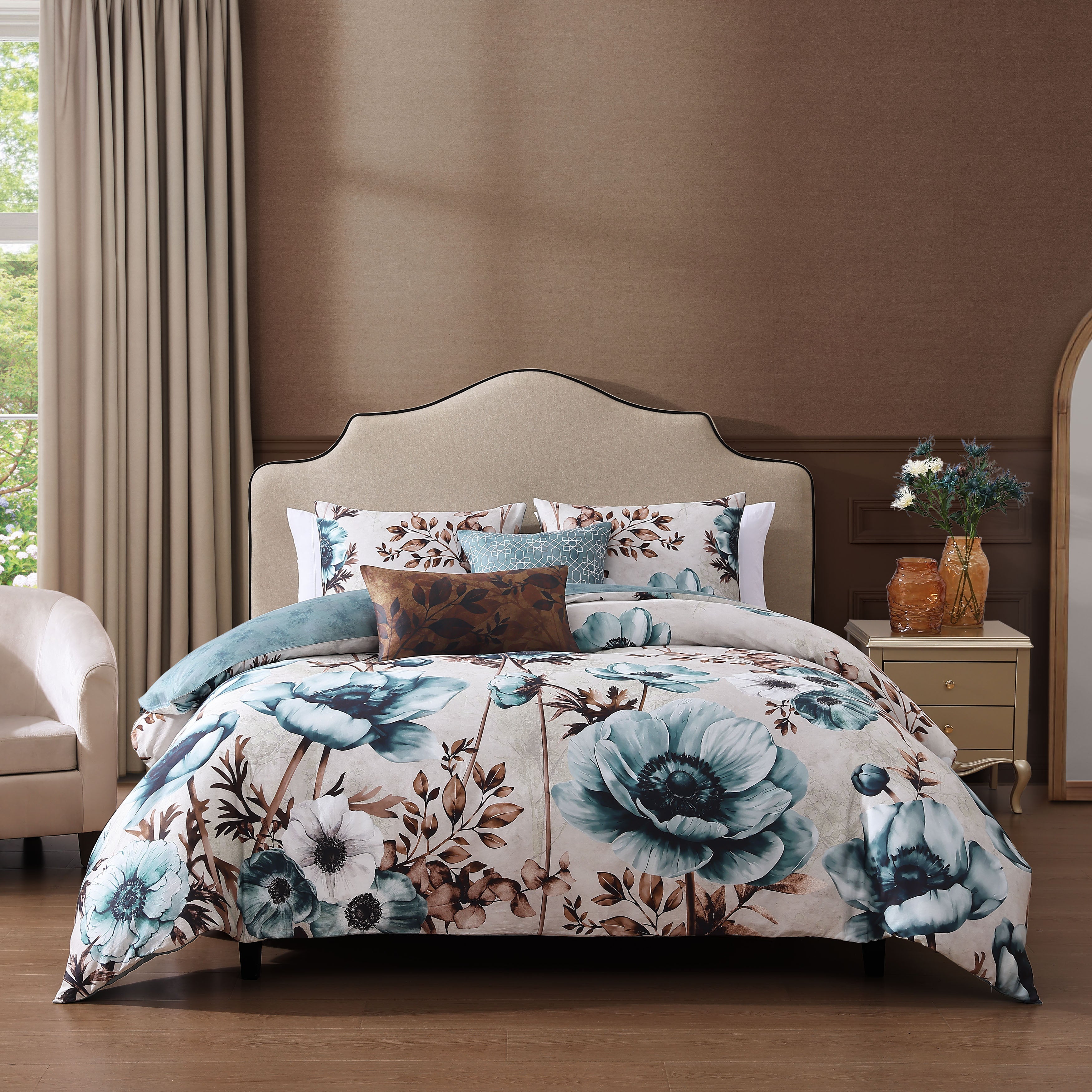  Bebejan Bebejan Flowers in the Mist 5 Piece Reversible Comforter Set - QUEEN - Bonton