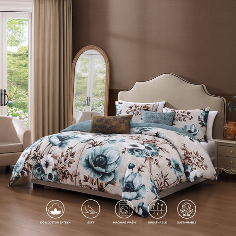 Bebejan Flowers in the Mist 5 Piece Reversible Comforter Set