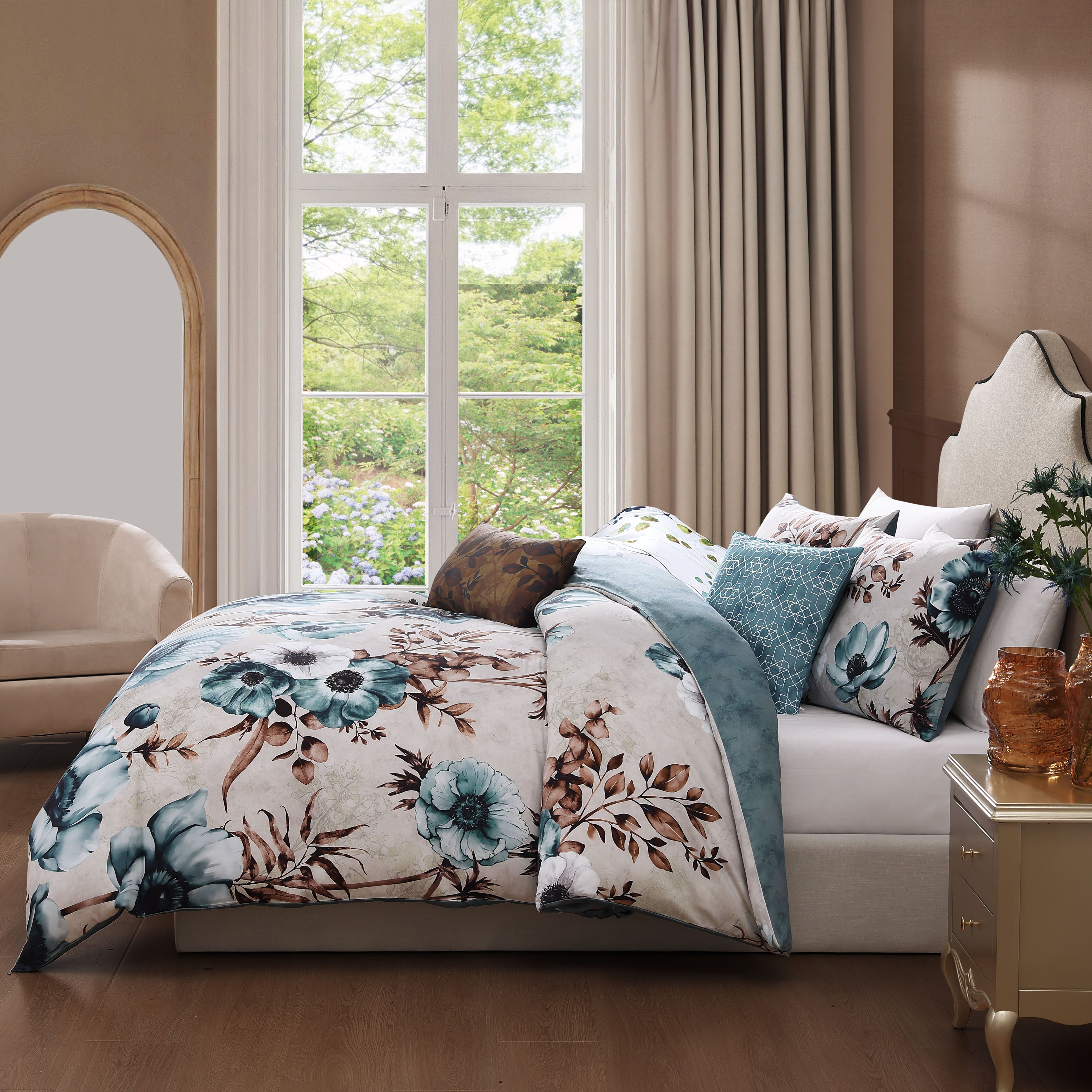  Bebejan Bebejan Flowers in the Mist 5 Piece Reversible Comforter Set - QUEEN - Bonton
