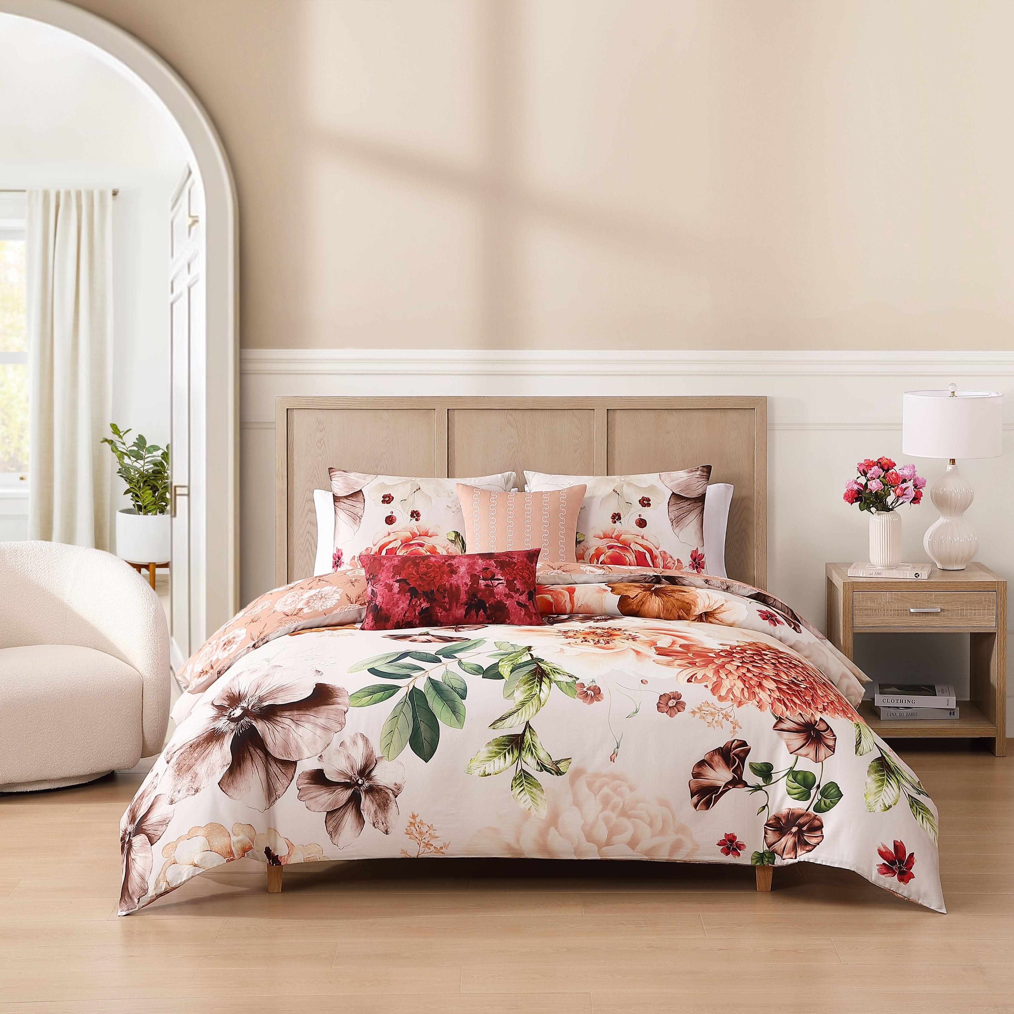  Bebejan Bebejan Hazy Blossom 5 Piece Reversible Comforter Set - QUEEN - Bonton