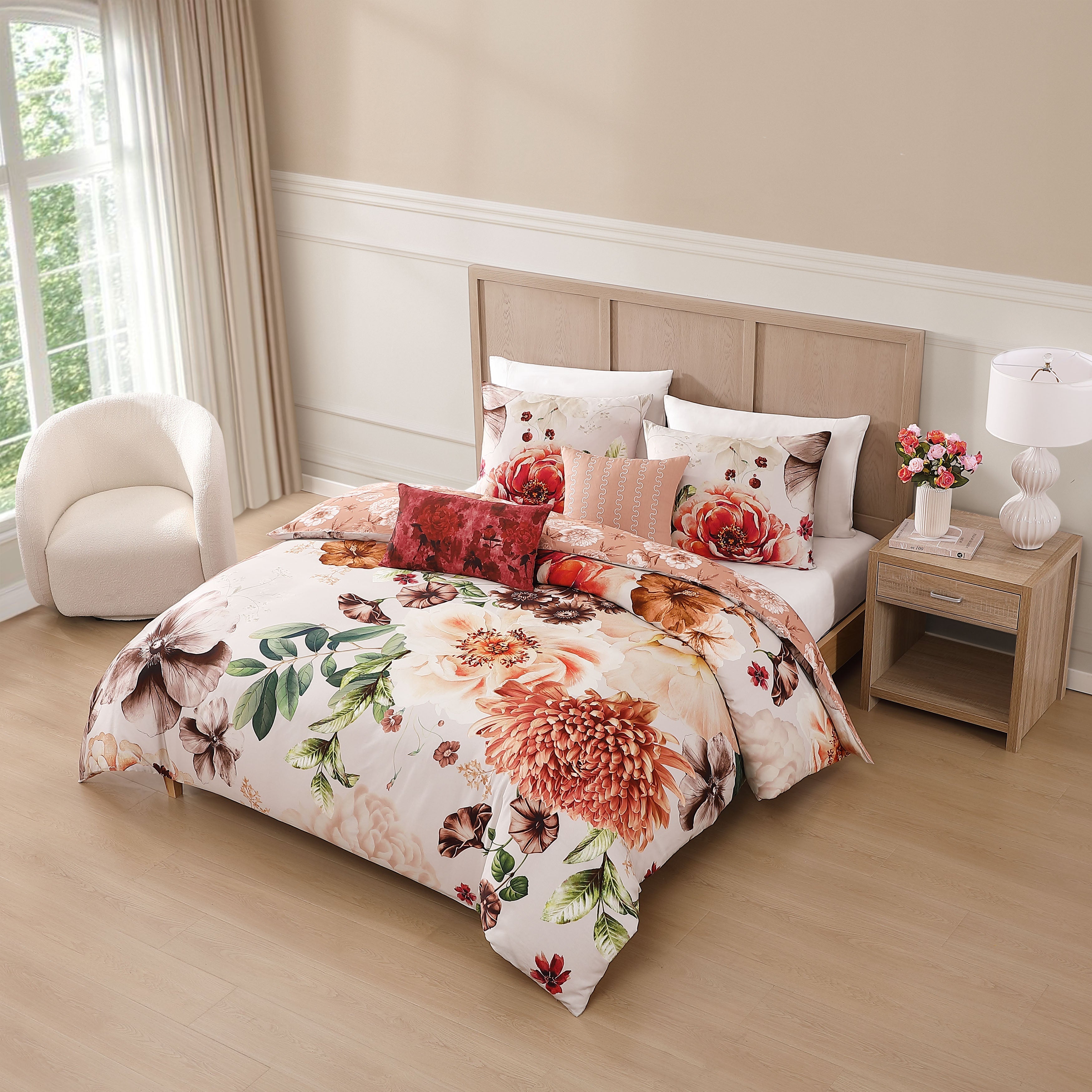  Bebejan Bebejan Hazy Blossom 5 Piece Reversible Comforter Set - QUEEN - Bonton