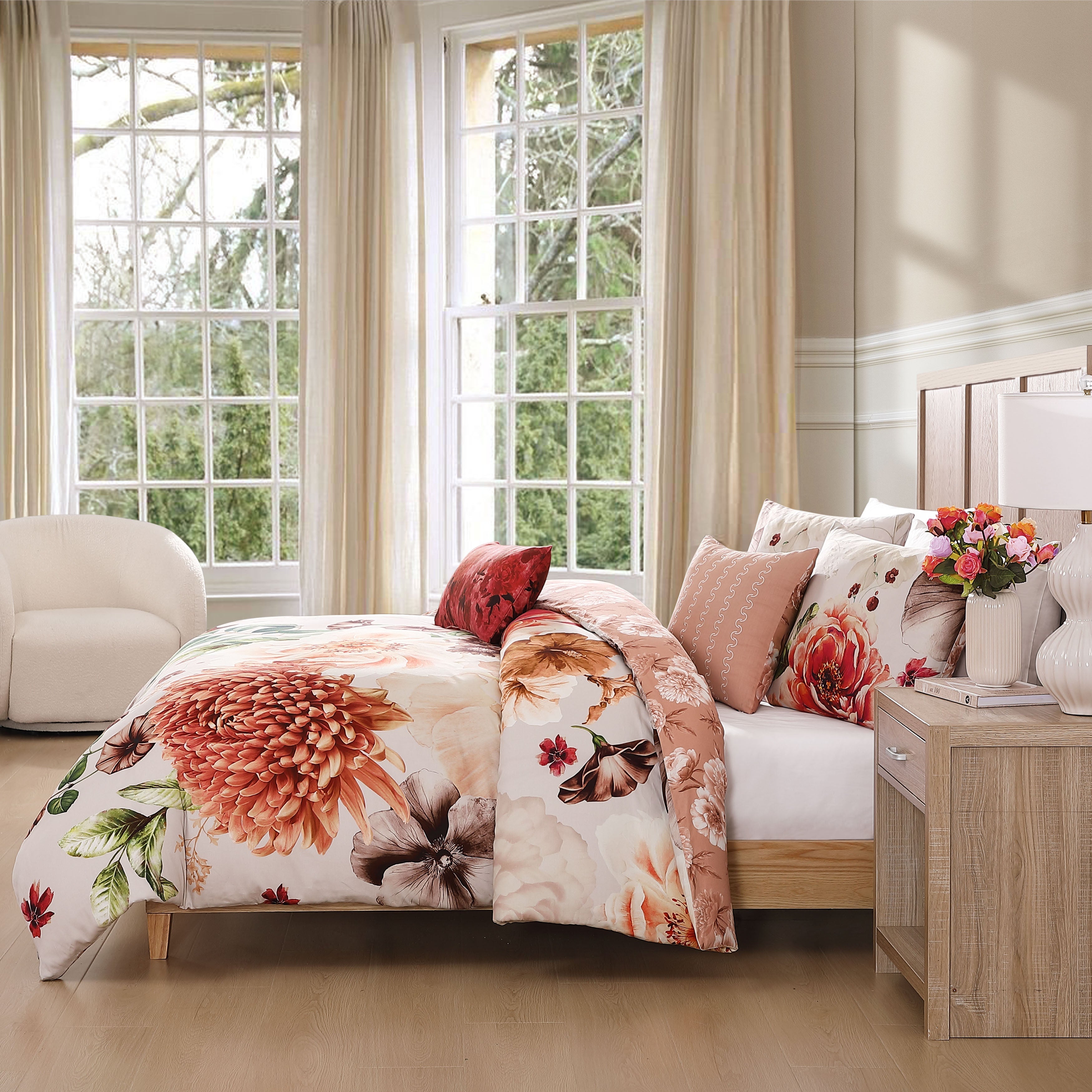 Bebejan Bebejan Hazy Blossom 5 Piece Reversible Comforter Set - QUEEN - Bonton