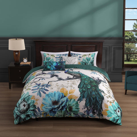 Bebejan Peacock Jardin 5 Piece Reversible Comforter Set