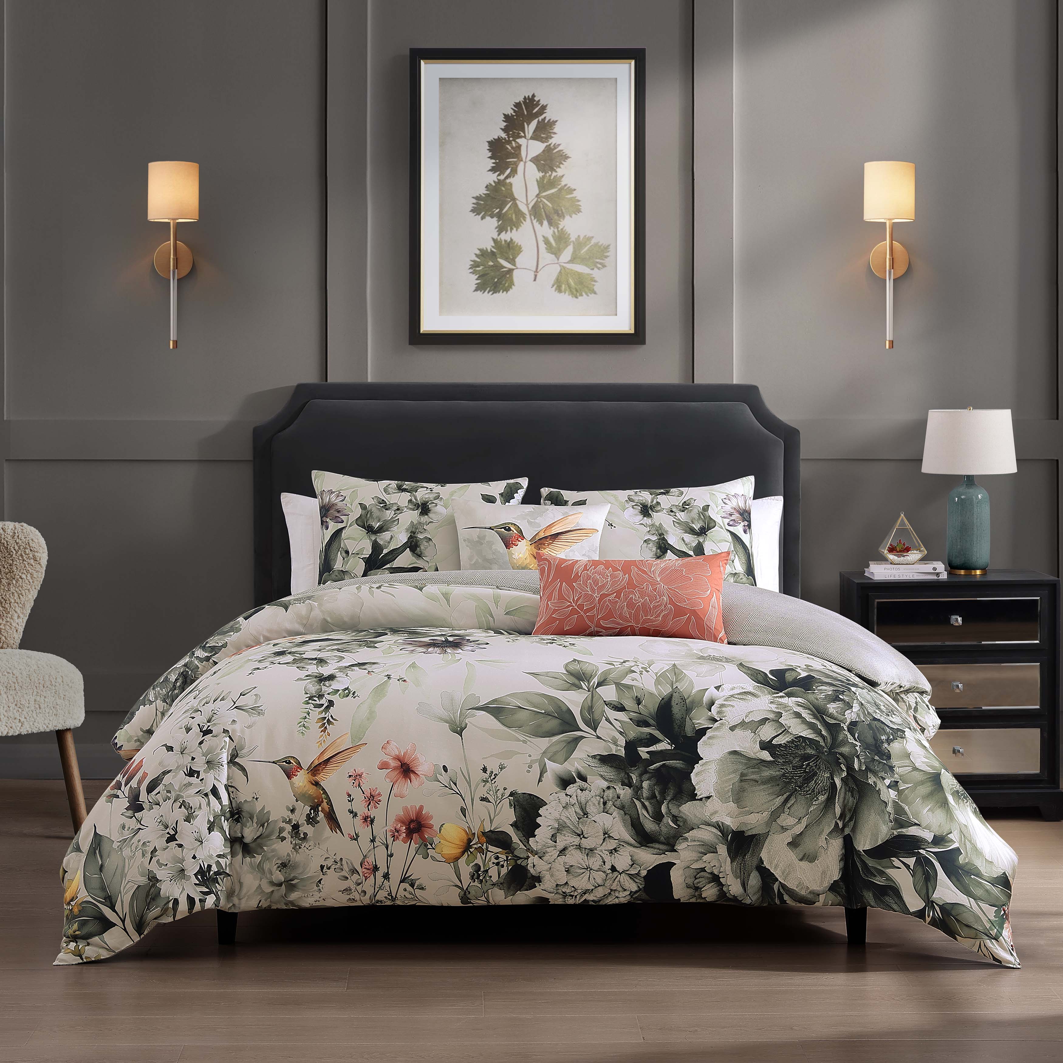  Bebejan Bebejan Vintage Bloom 5 Piece Reversible Comforter Set - QUEEN - Bonton