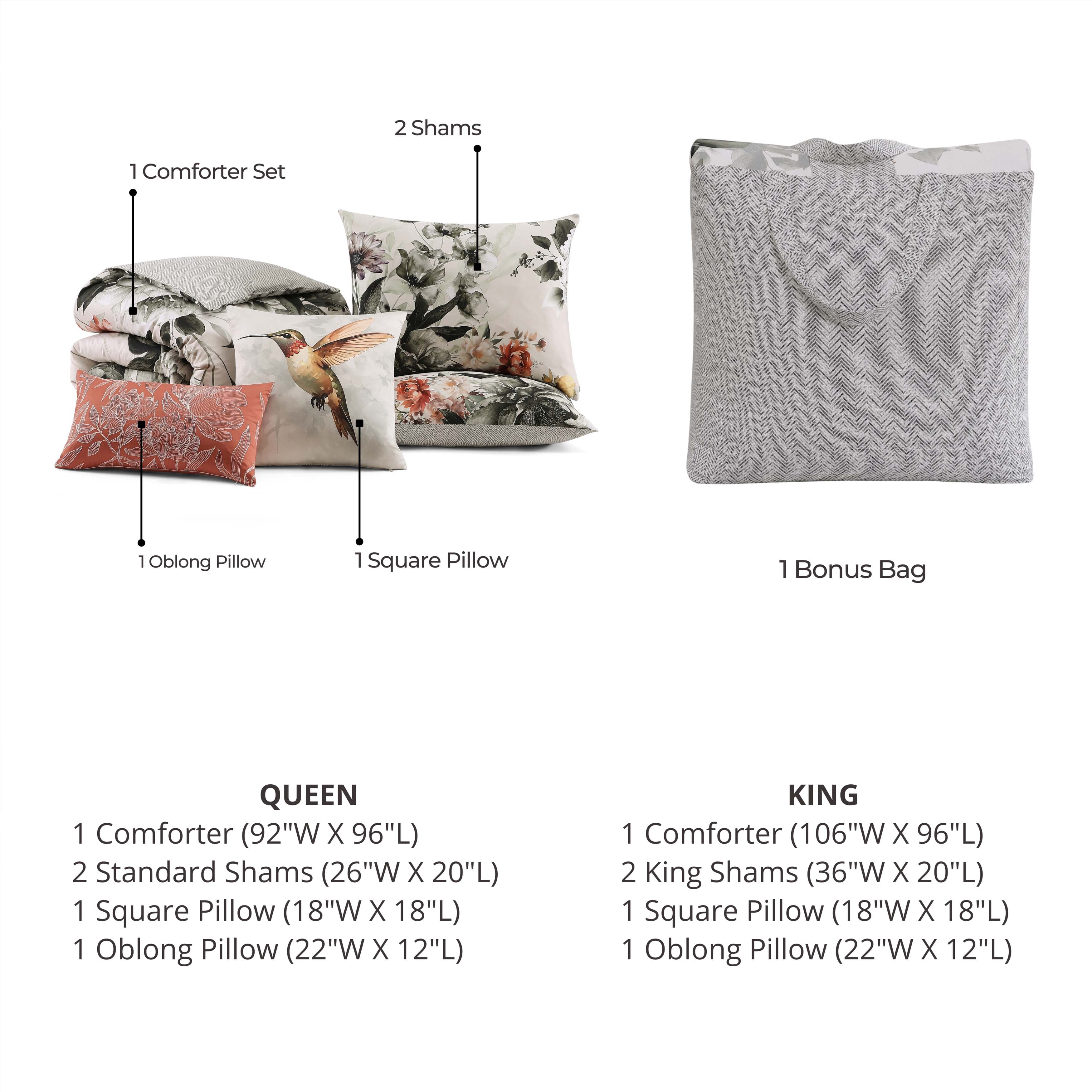  Bebejan Bebejan Vintage Bloom 5 Piece Reversible Comforter Set - QUEEN - Bonton