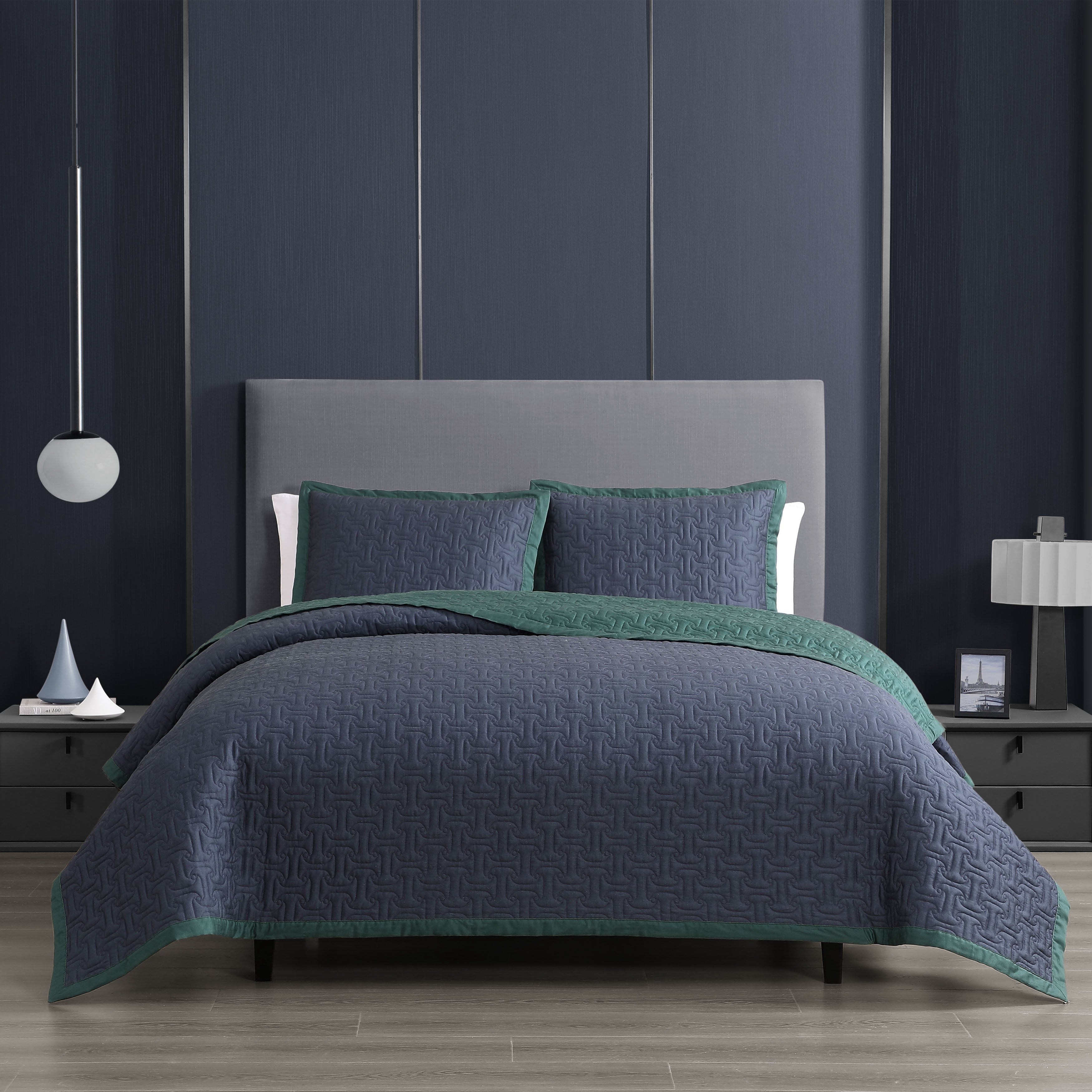  Bebejan Bebejan 3 Piece Textured Quilted Coverlet Set - SAGE/IVORY - Bonton