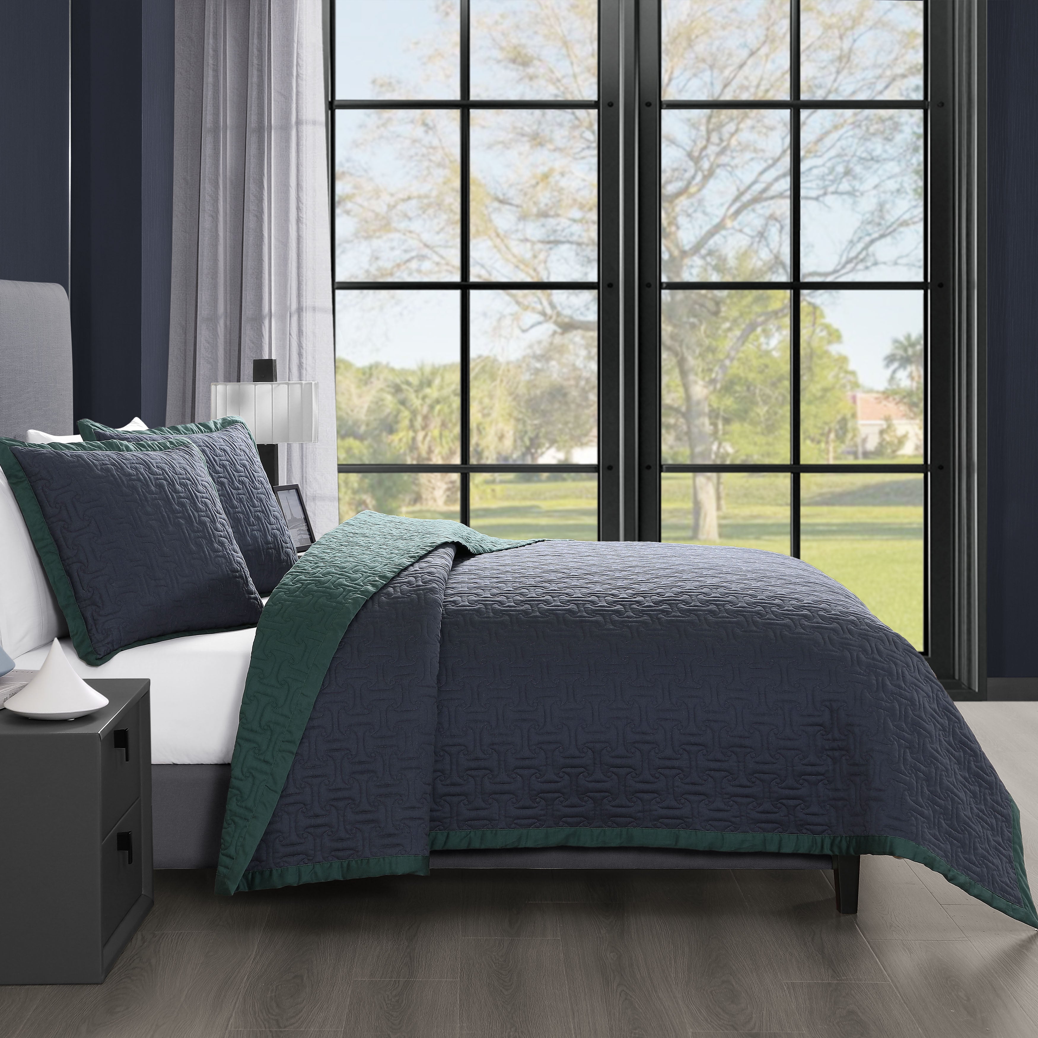  Bebejan Bebejan 3 Piece Textured Quilted Coverlet Set - SAGE/IVORY - Bonton
