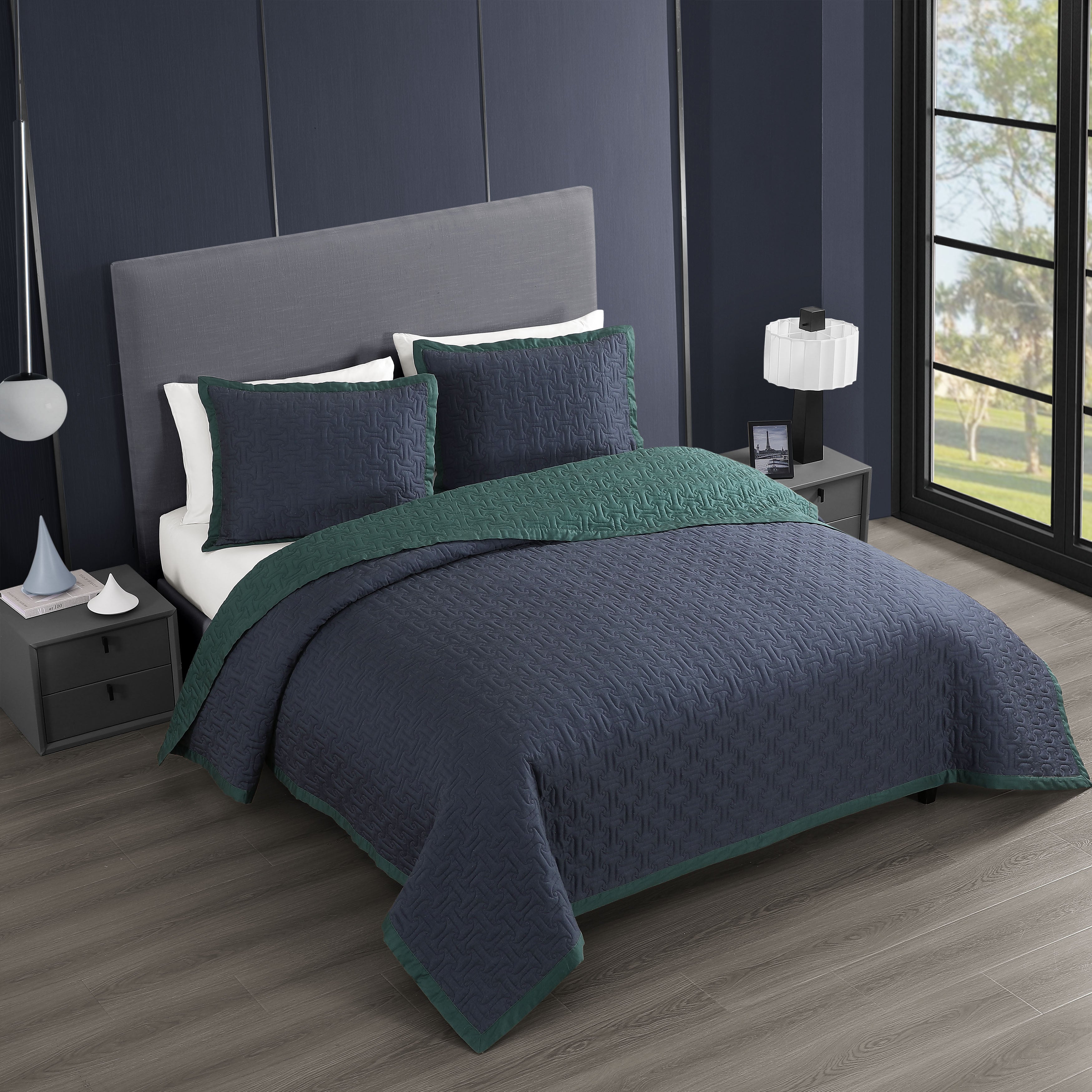  Bebejan Bebejan 3 Piece Textured Quilted Coverlet Set - SAGE/IVORY - Bonton
