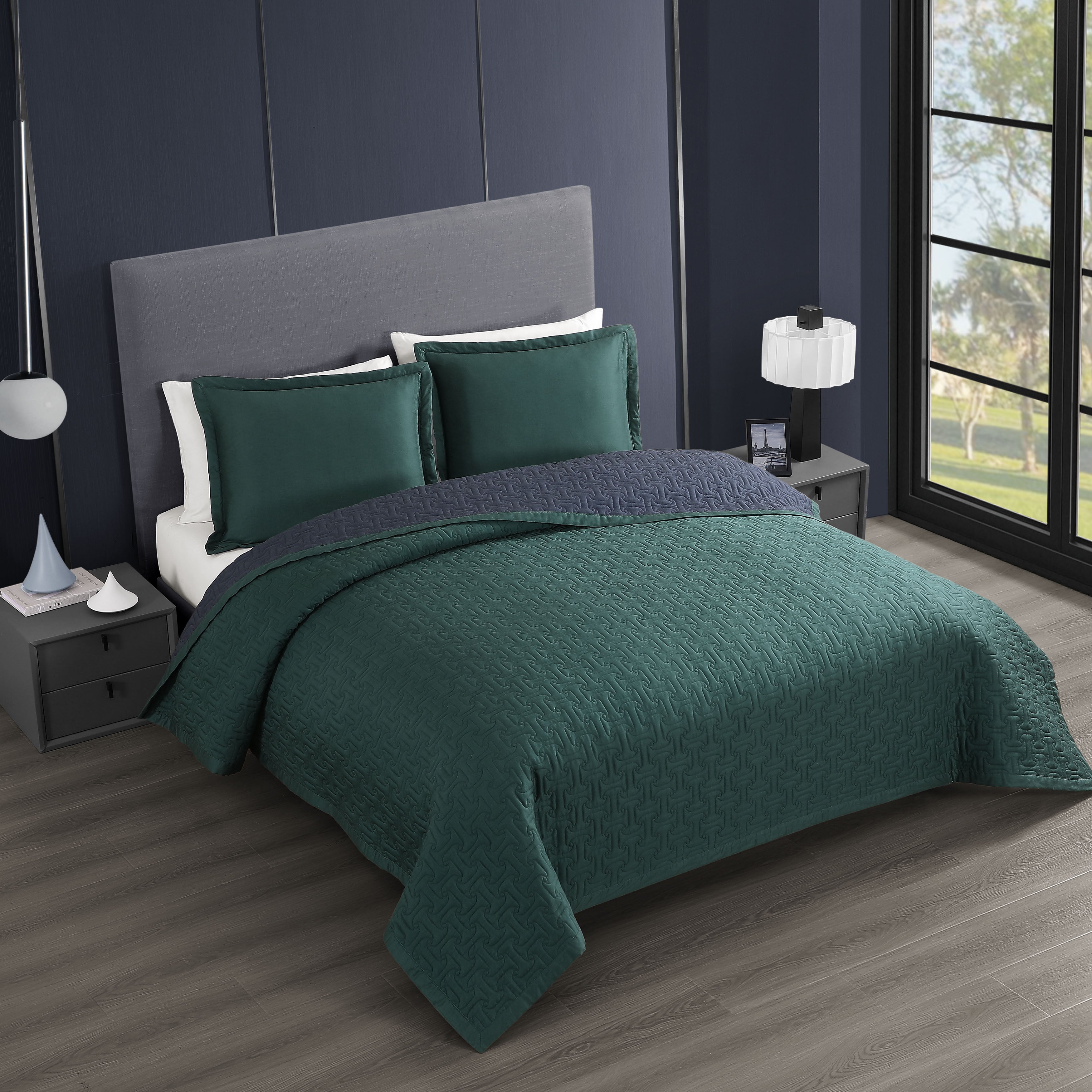  Bebejan Bebejan 3 Piece Textured Quilted Coverlet Set - SAGE/IVORY - Bonton