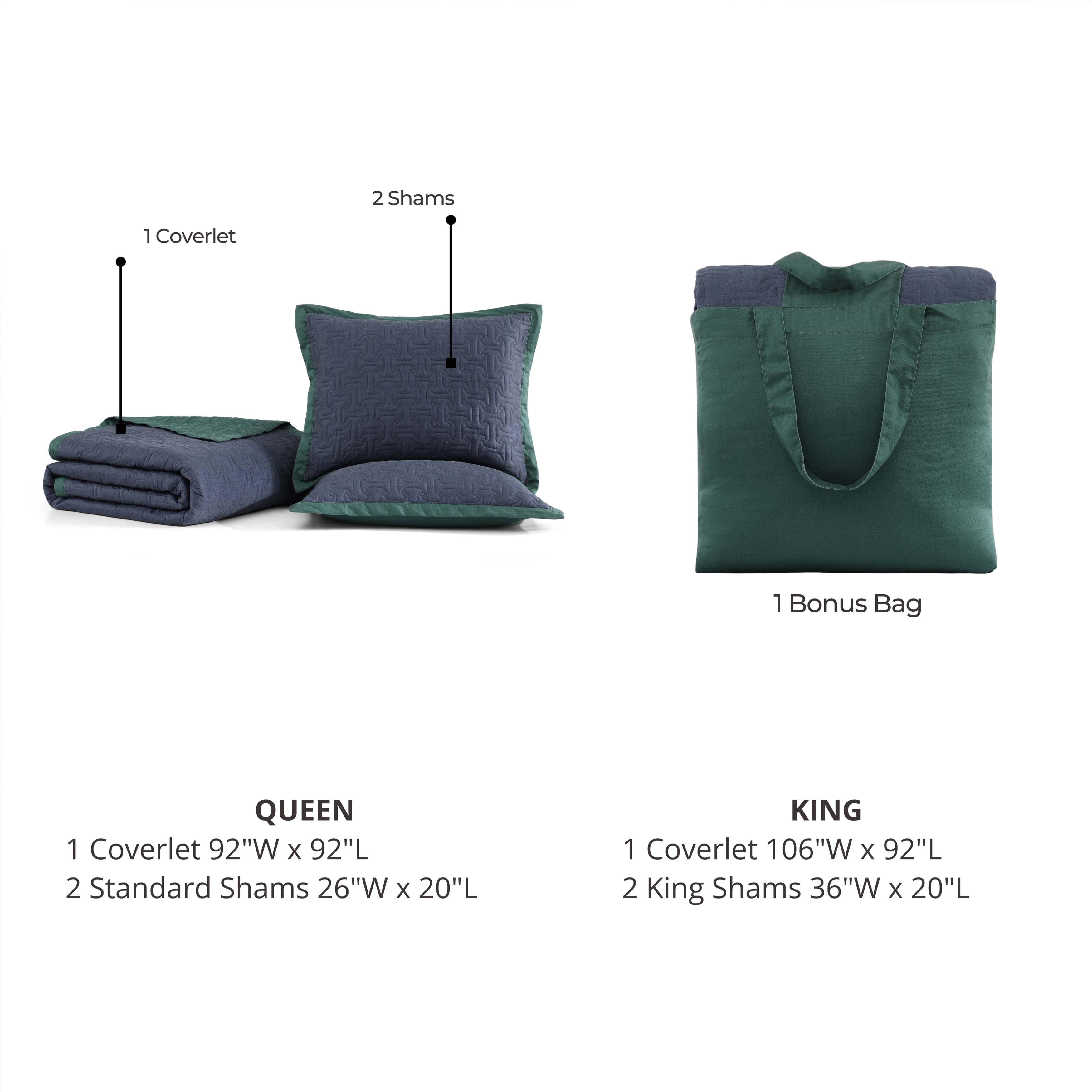  Bebejan Bebejan 3 Piece Textured Quilted Coverlet Set - SAGE/IVORY - Bonton