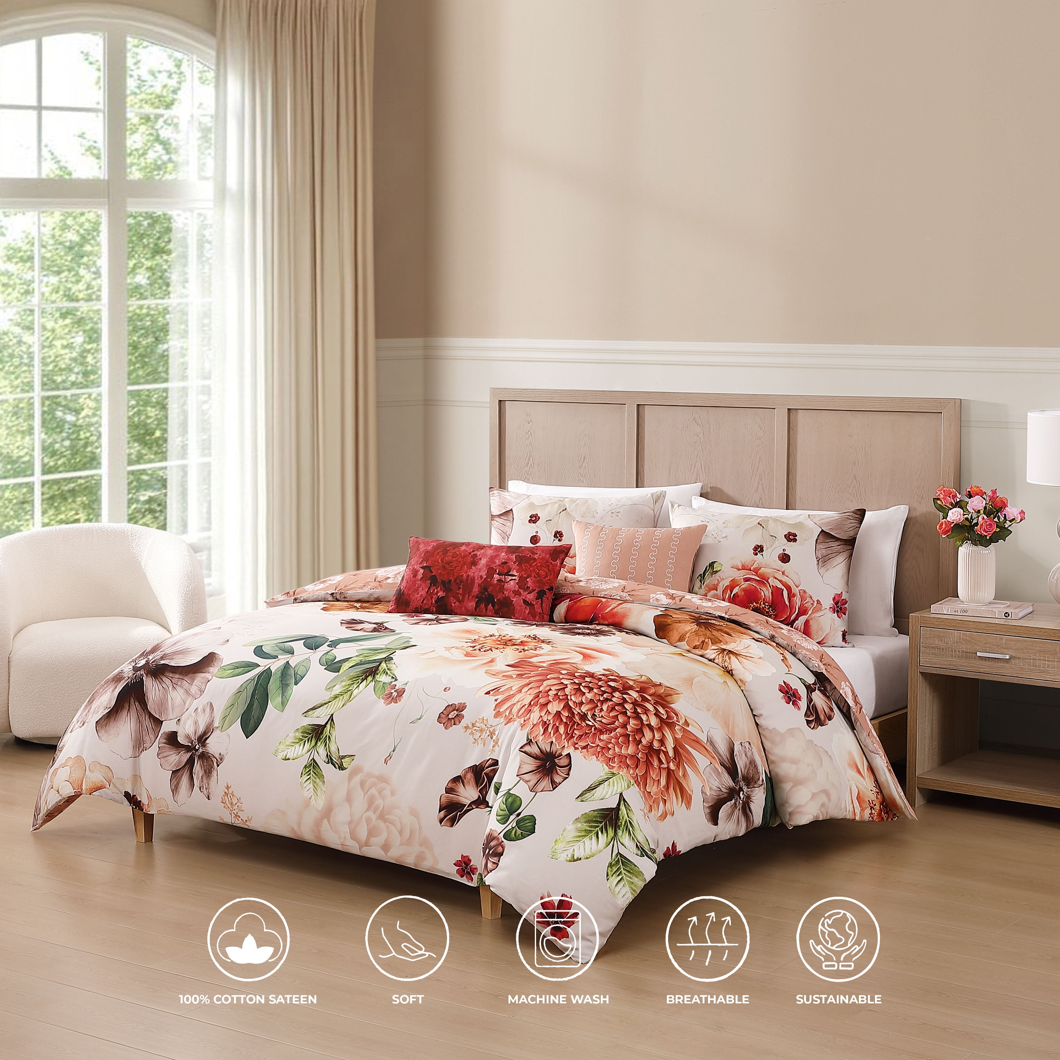  Bebejan Bebejan Hazy Blossom 5 Piece Reversible Comforter Set - QUEEN - Bonton