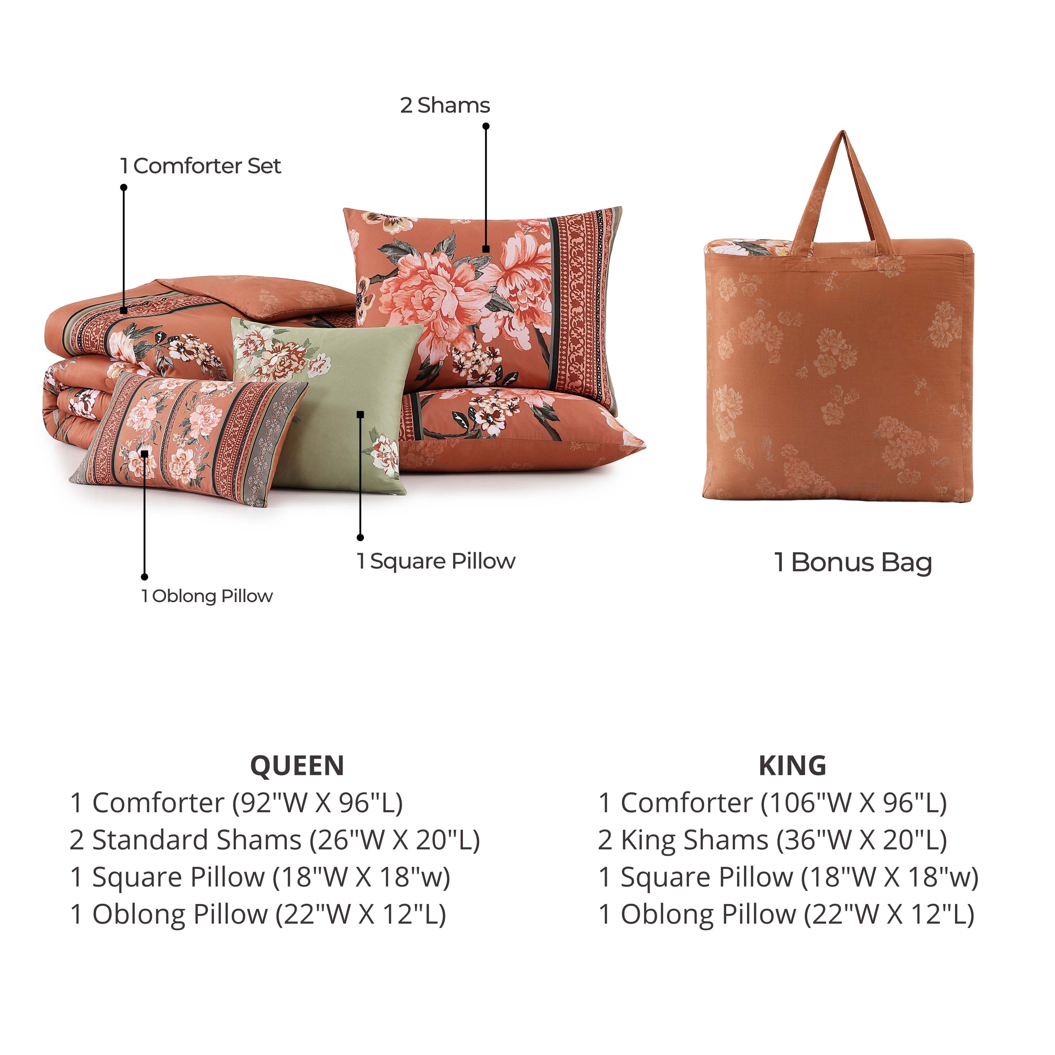  Bebejan Rossana 5 Piece Reversible Comforter Set - QUEEN - Bonton