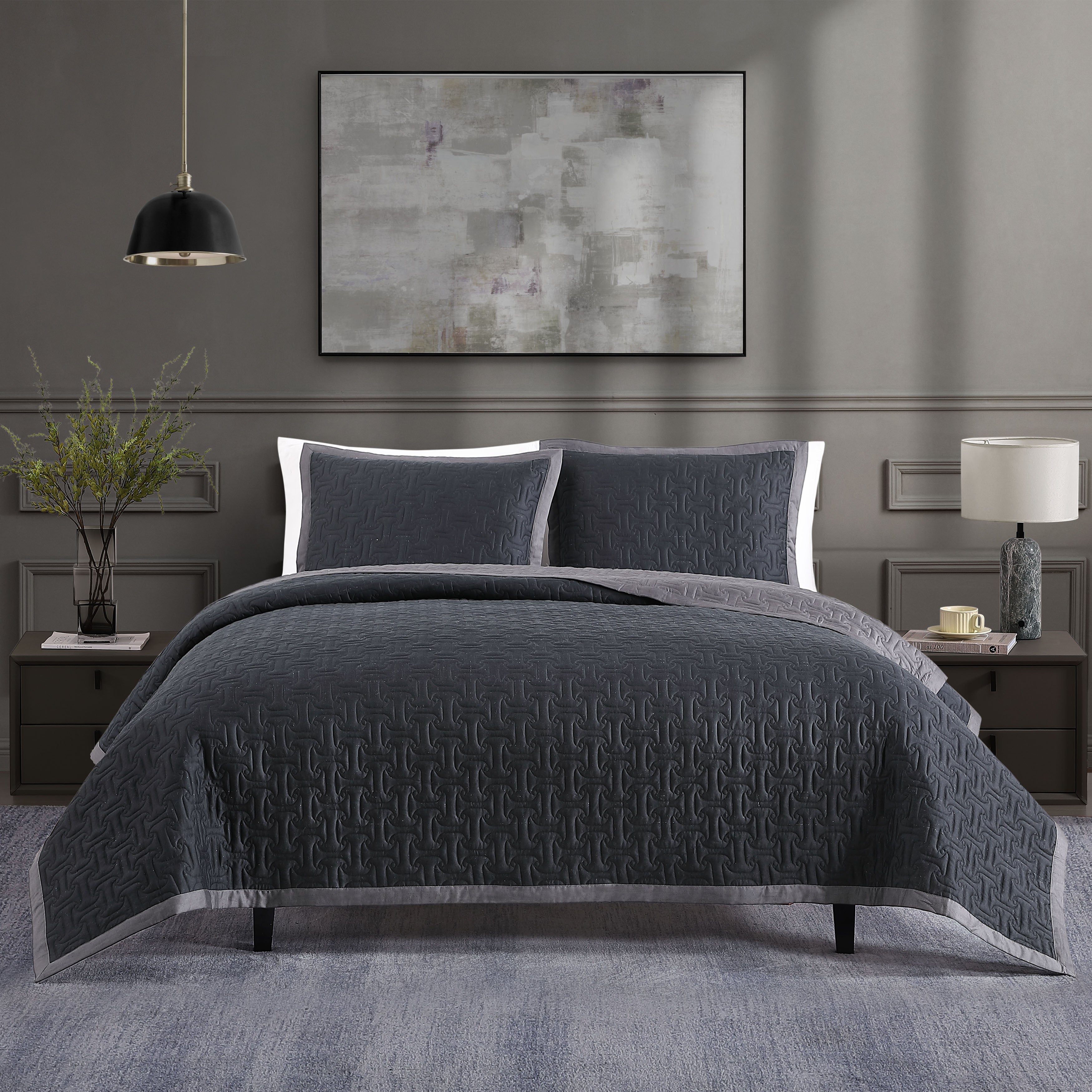  Bebejan Bebejan 3 Piece Textured Quilted Coverlet Set - SAGE/IVORY - Bonton