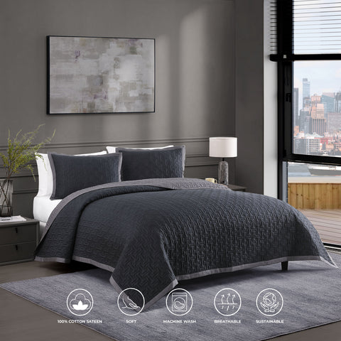 Bebejan 3 Piece Textured Quilted Coverlet Set