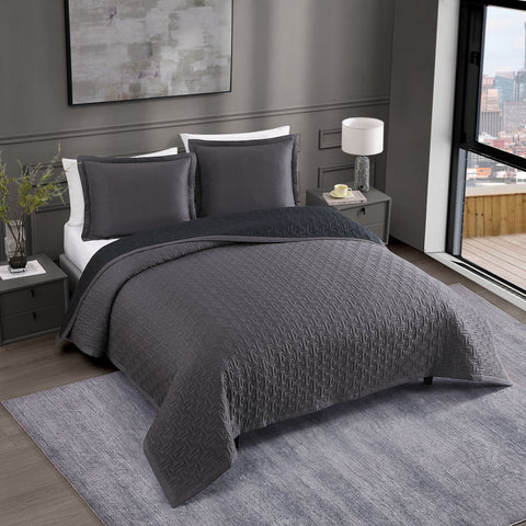 Bebejan 3 Piece Textured Quilted Coverlet Set