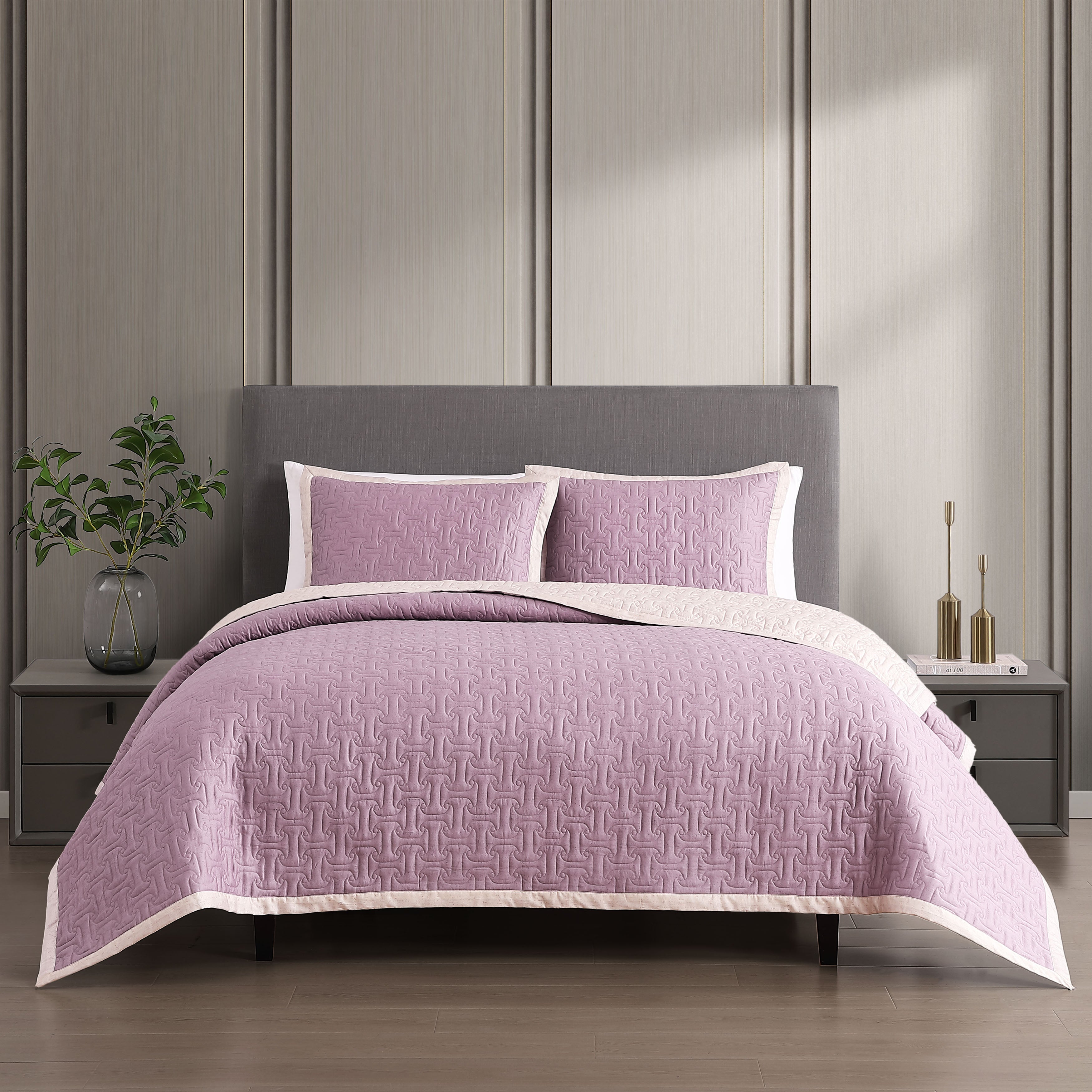  Bebejan Bebejan 3 Piece Textured Quilted Coverlet Set - SAGE/IVORY - Bonton