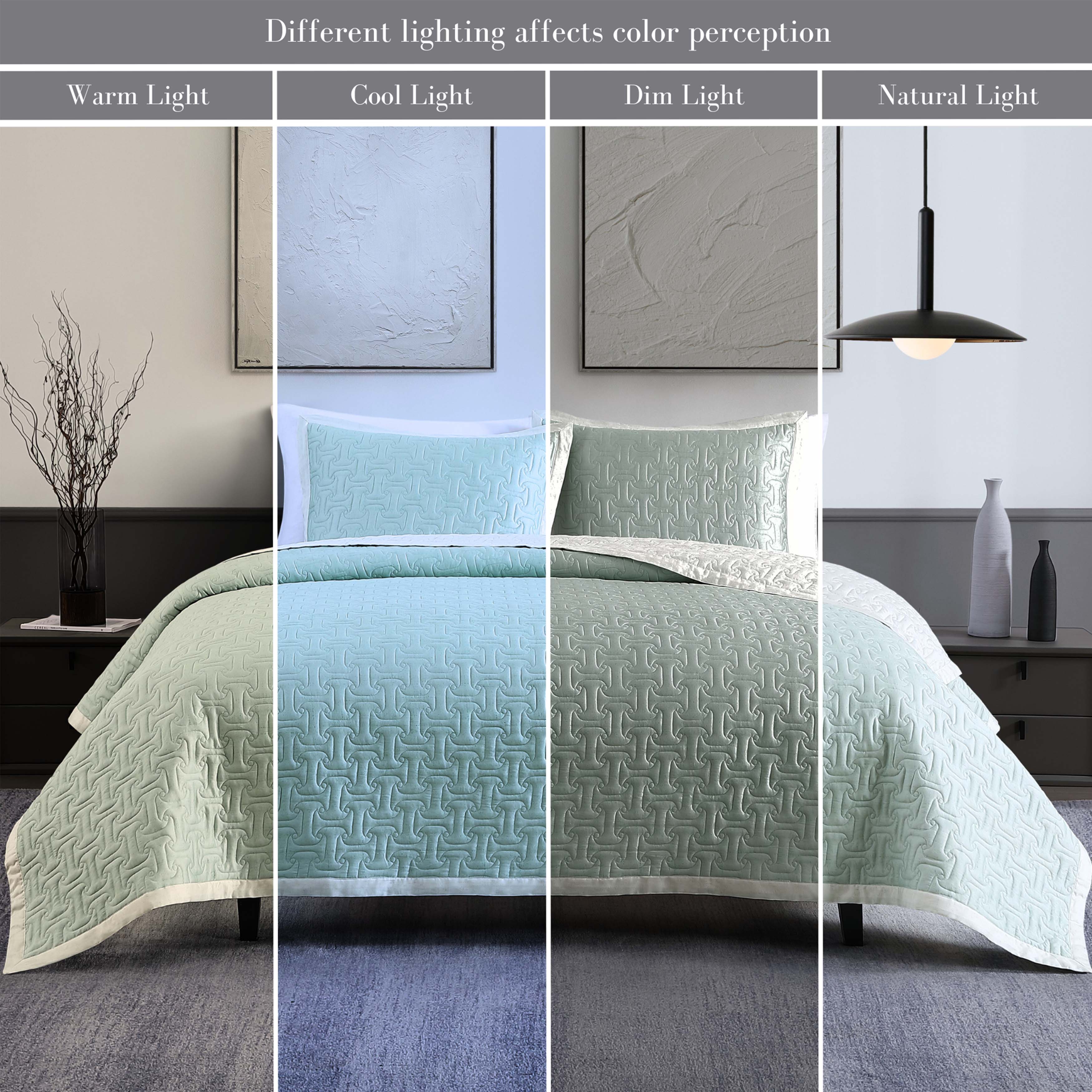  Bebejan Bebejan 3 Piece Textured Quilted Coverlet Set - SAGE/IVORY - Bonton