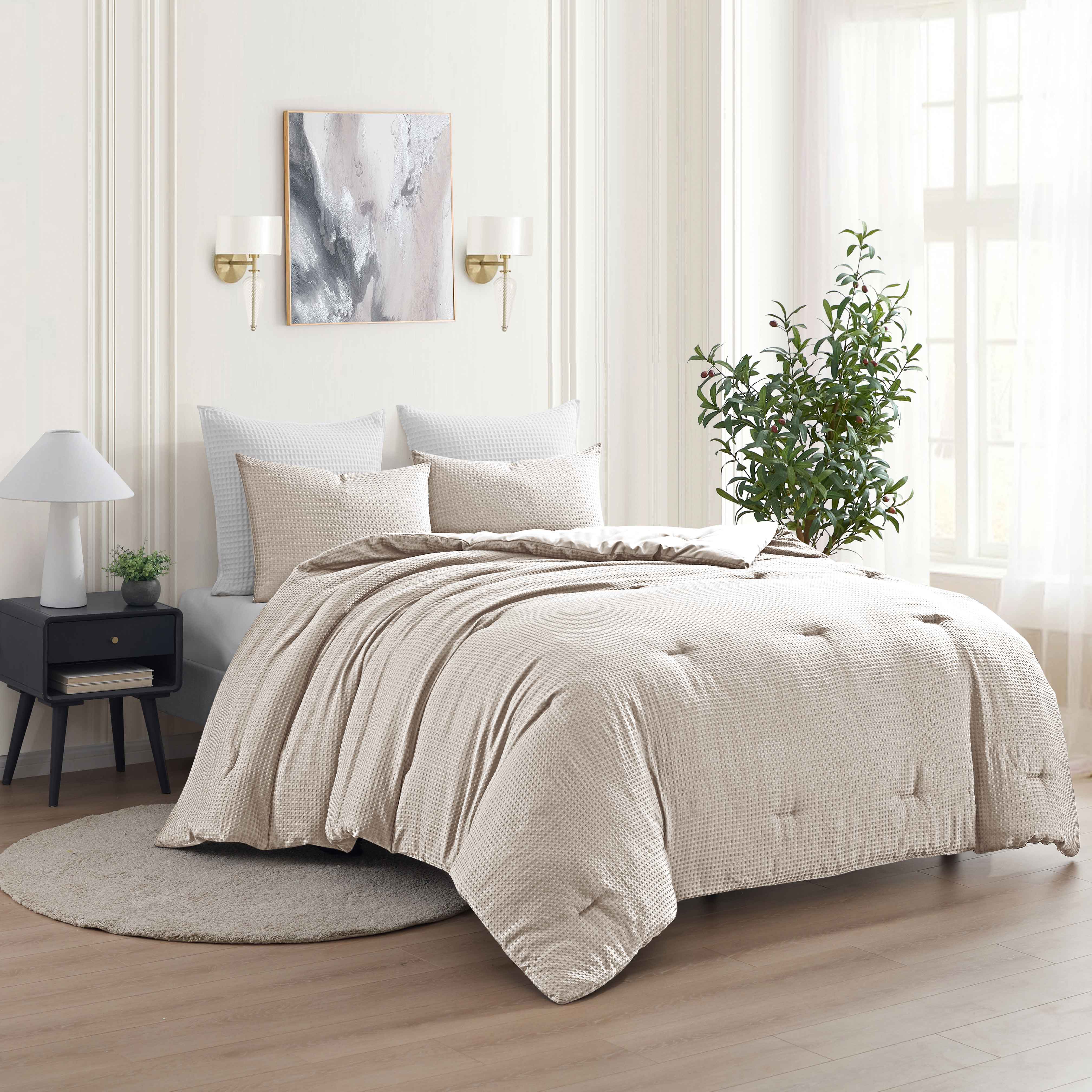  Kathy Ireland Home Kathy Ireland 3-Piece Waffle Down Alternative Comforter Set - Queen - Bonton