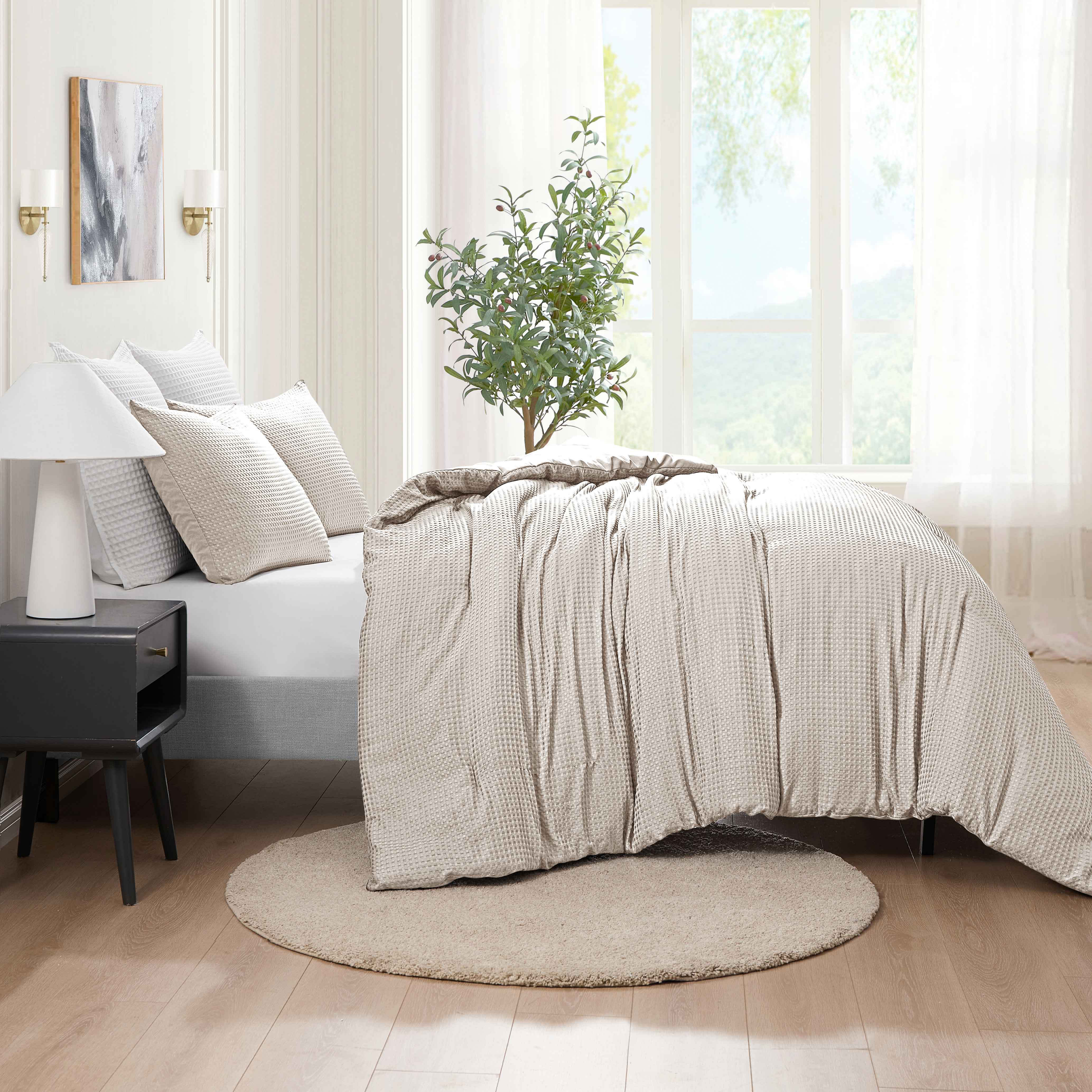  Kathy Ireland Home Kathy Ireland 3-Piece Waffle Down Alternative Comforter Set - Queen - Bonton