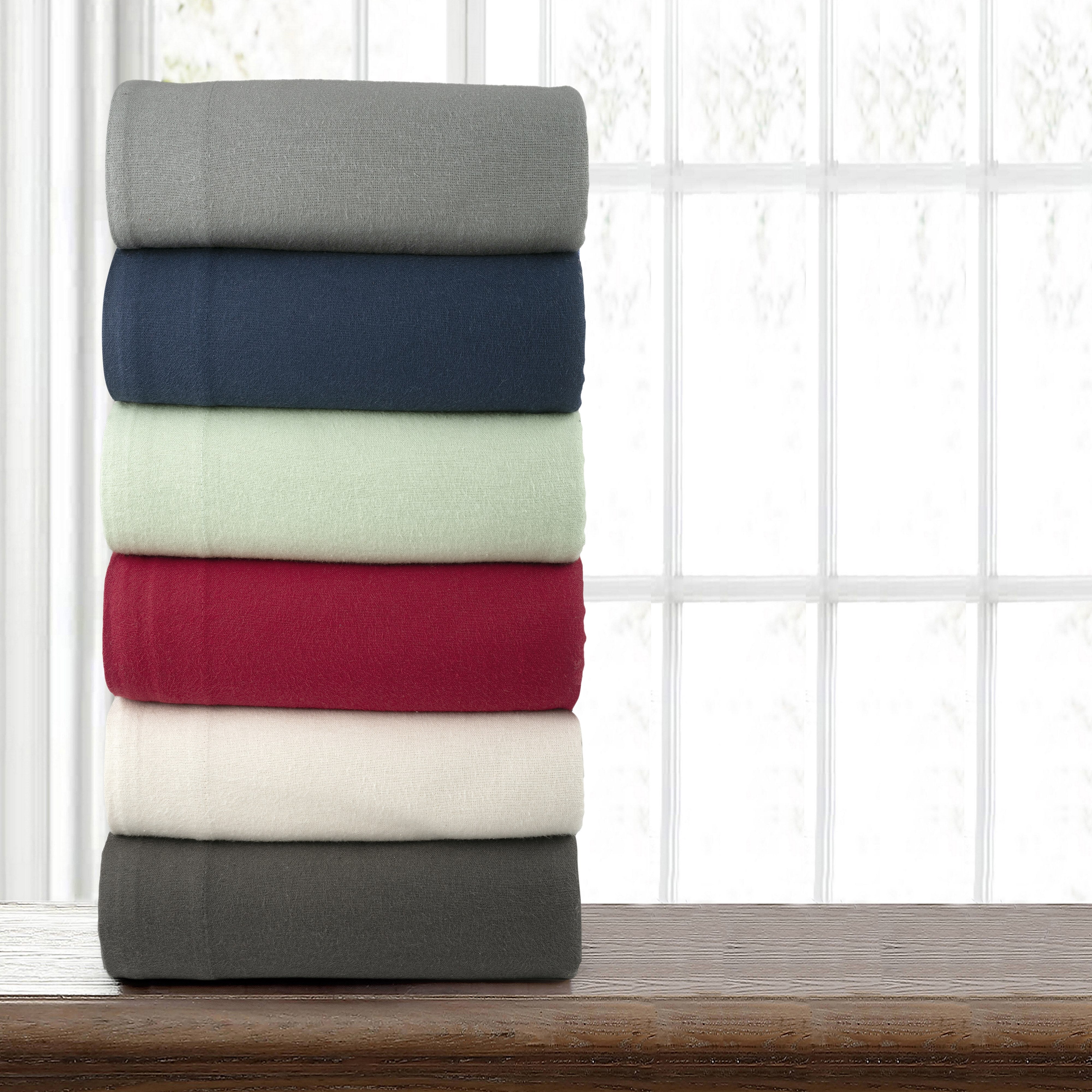  Kathy Ireland Home Kathy Ireland 100% Turkish Cotton Solid Flannel Sheet Set - Twin - Bonton