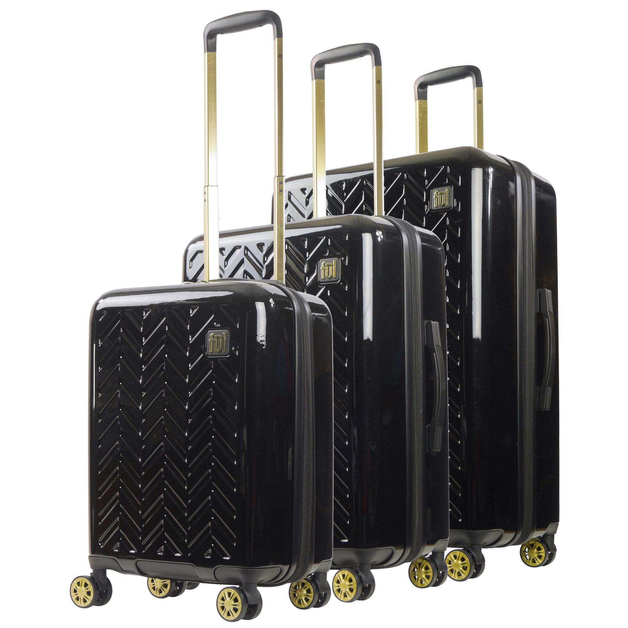  Ful Groove Hardside Spinner 3 Piece Luggage Set - Black - Bonton