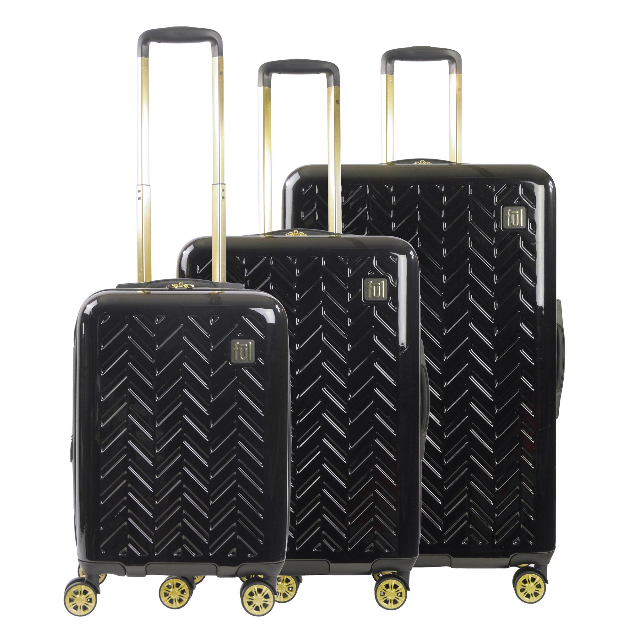  Ful Groove Hardside Spinner 3 Piece Luggage Set - Black - Bonton