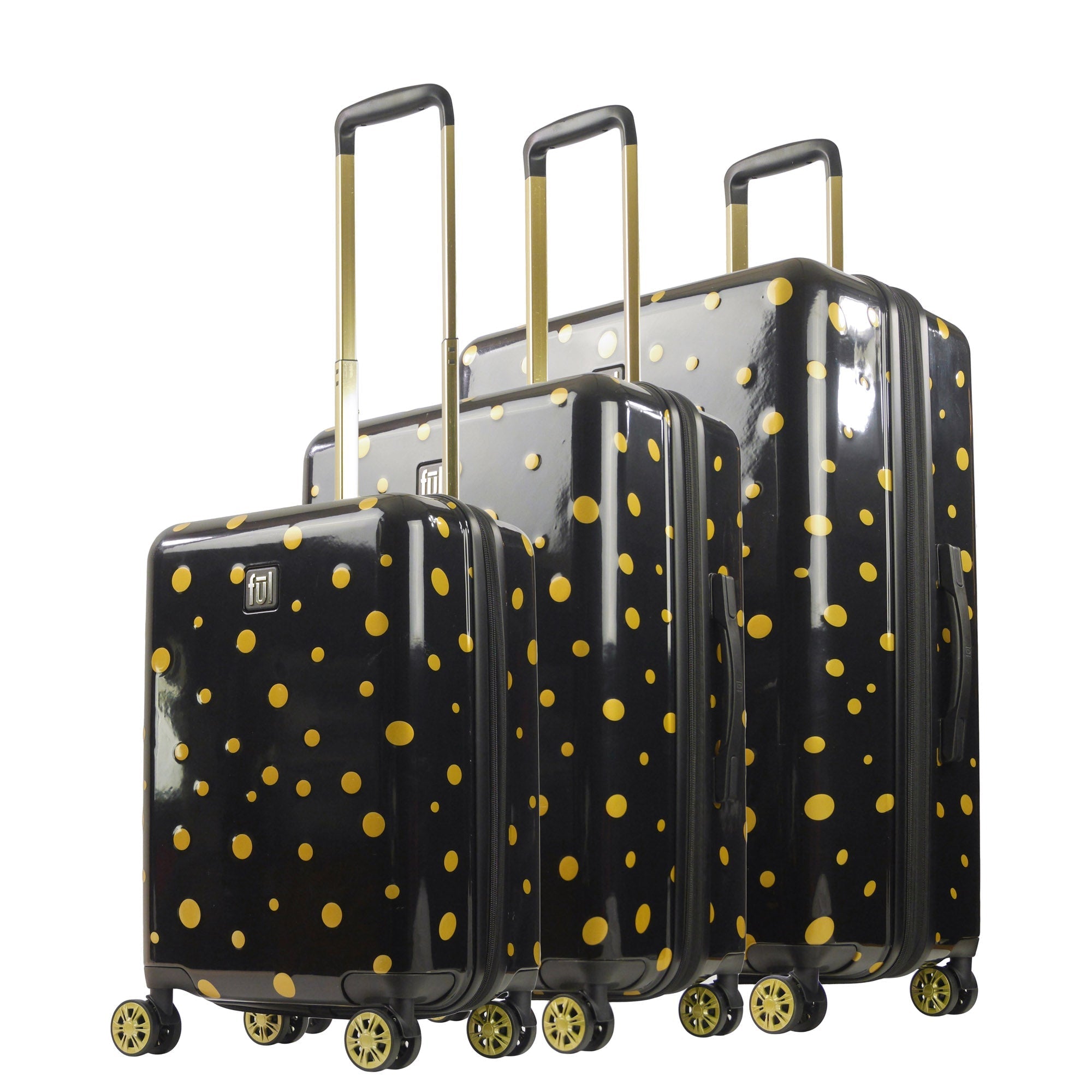  Ful Impulse Mixed Dots Hardside Spinner Luggage 3 Piece Set - Black - Bonton