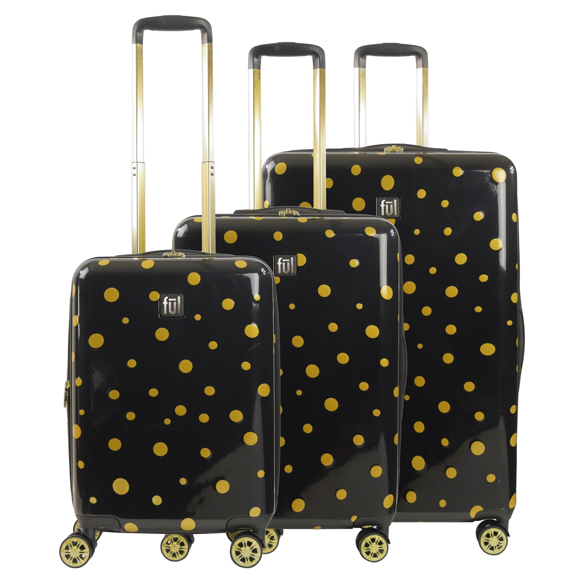  Ful Impulse Mixed Dots Hardside Spinner Luggage 3 Piece Set - Black - Bonton