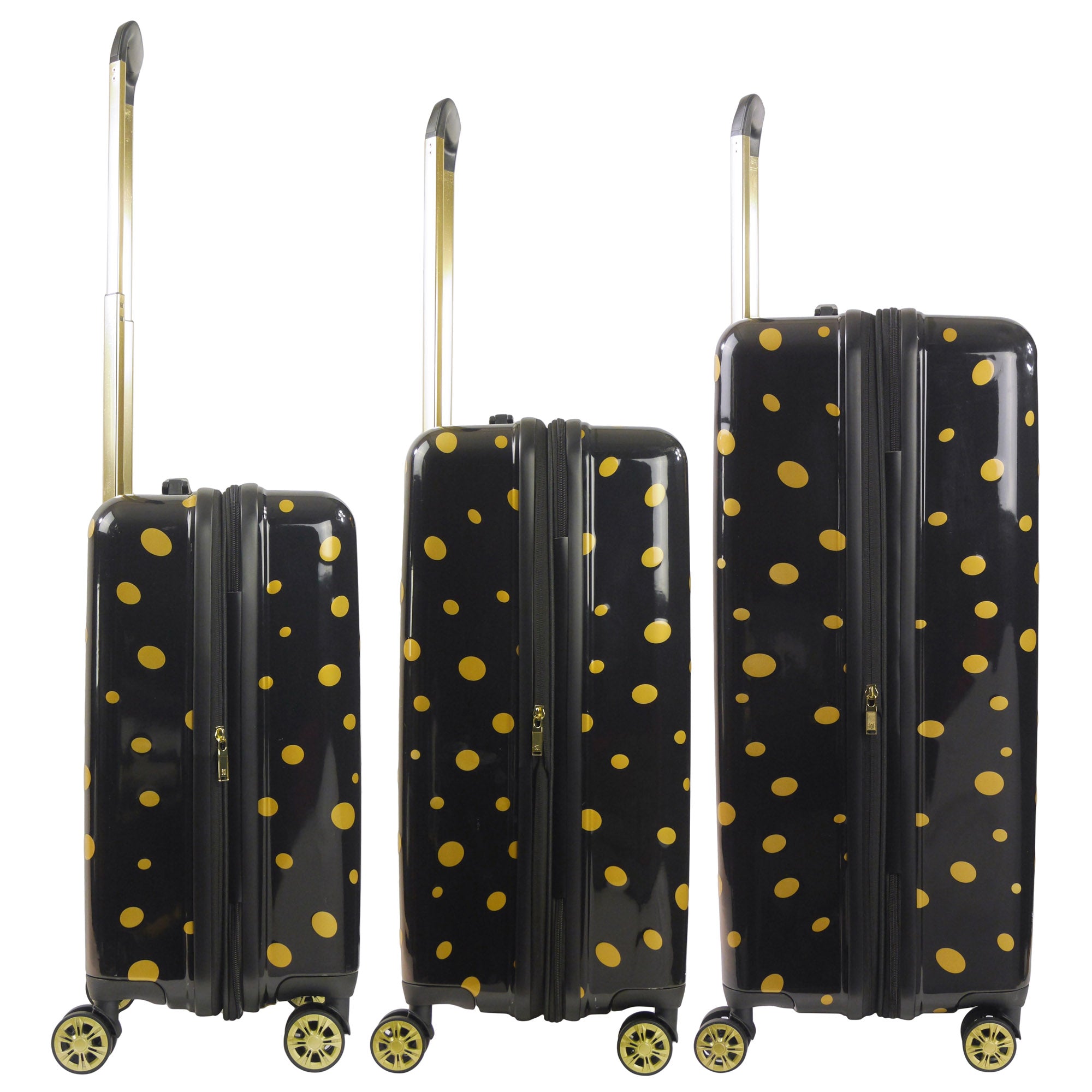  Ful Impulse Mixed Dots Hardside Spinner Luggage 3 Piece Set - Black - Bonton