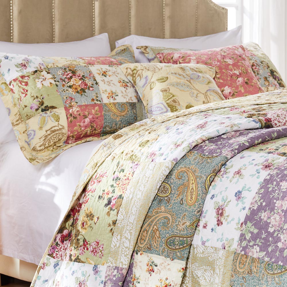  Greenland Home Fashions Blooming Prairie Authentic Patchwork Quilt Set - Multi - Bonton