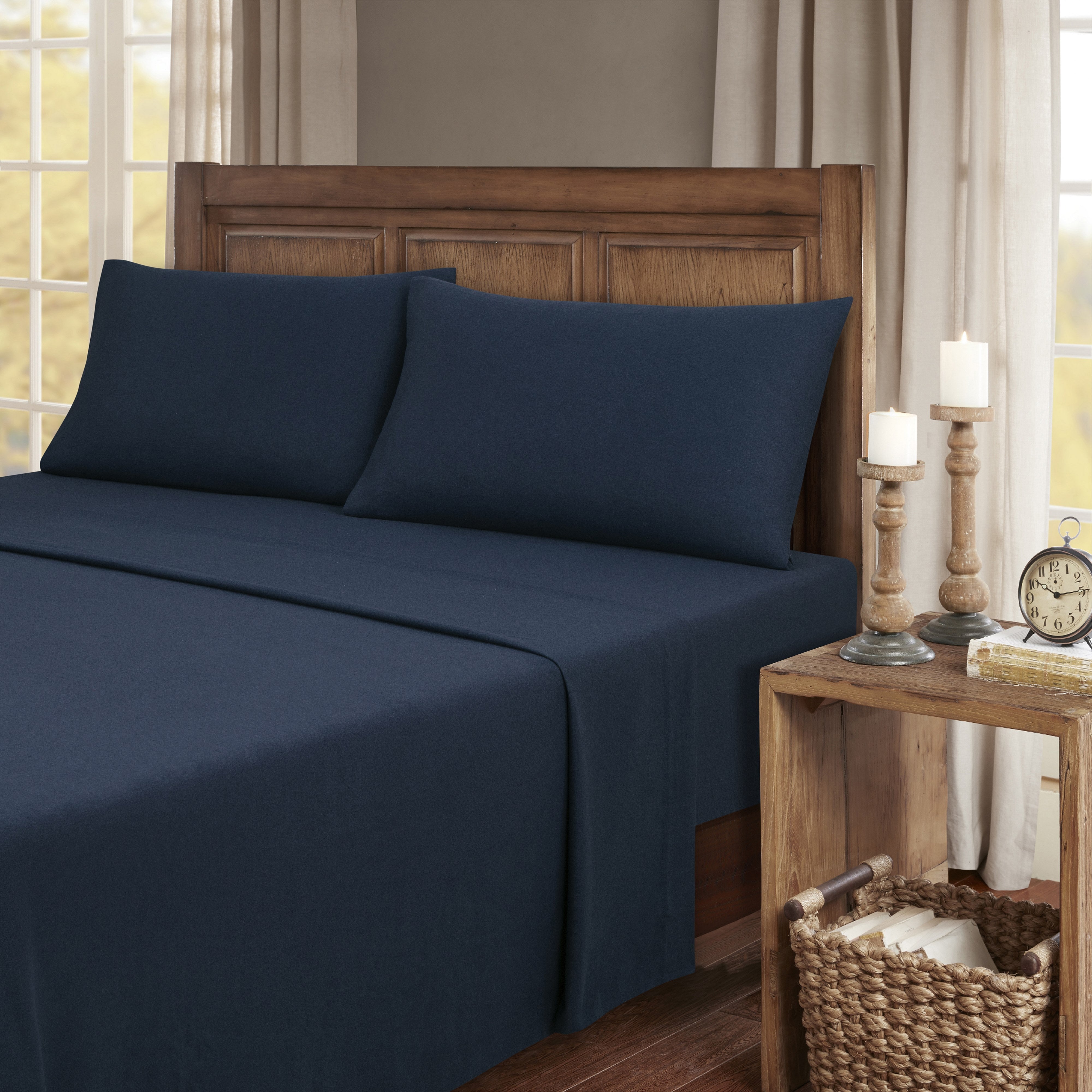  Kathy Ireland Home Kathy Ireland 100% Turkish Cotton Solid Flannel Sheet Set - Twin - Bonton