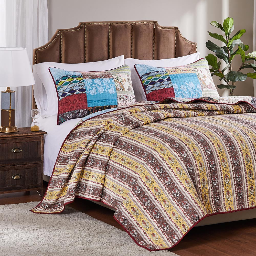  Greenland Home Fashions Bohemian Dream Authentic Patchwork Quilt Set - Multi - Bonton