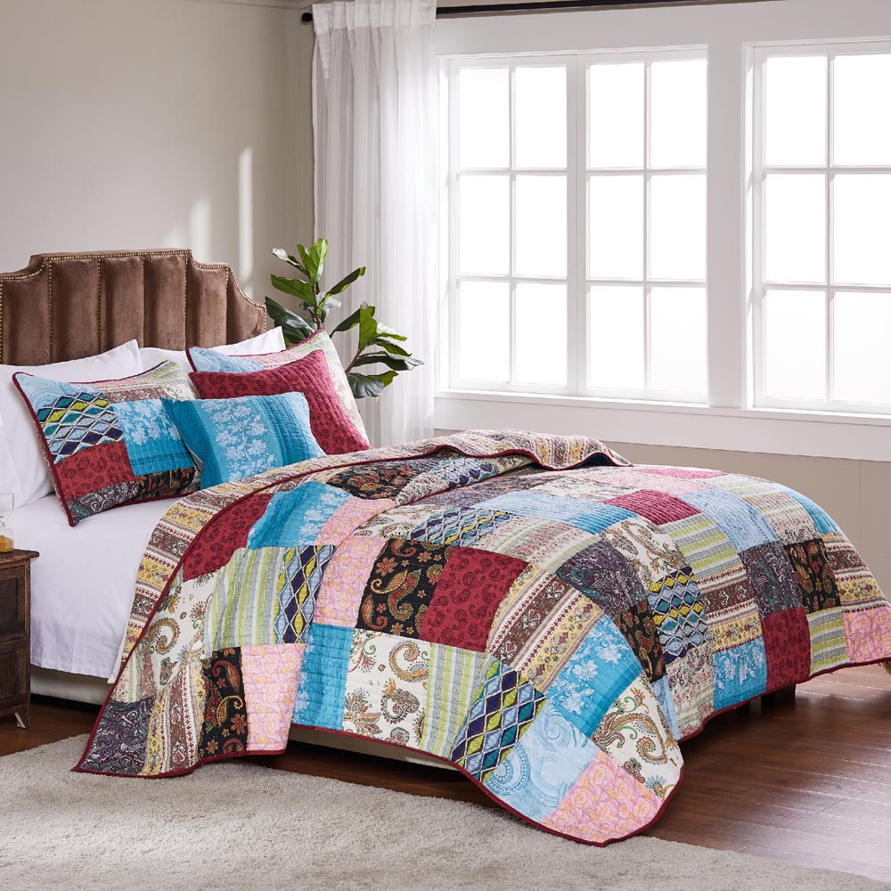  Greenland Home Fashions Bohemian Dream Authentic Patchwork Quilt Set - Multi - Bonton