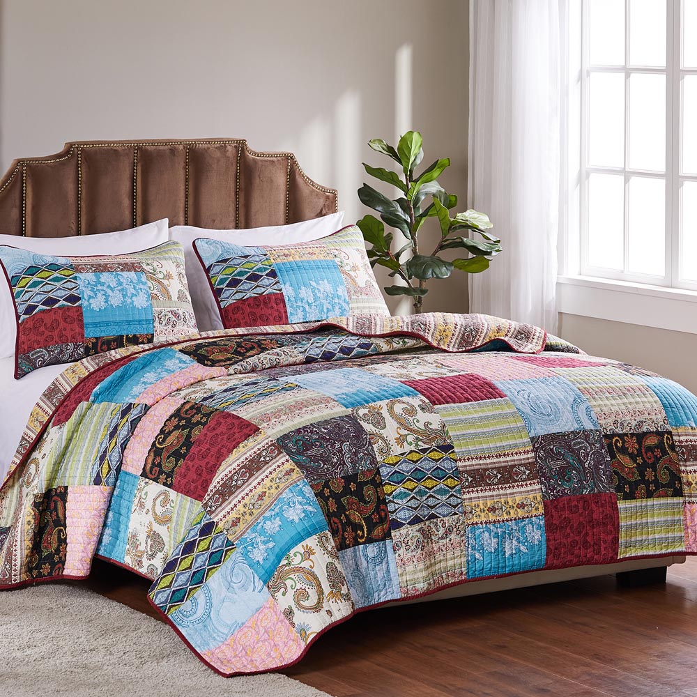  Greenland Home Fashions Bohemian Dream Authentic Patchwork Quilt Set - Multi - Bonton