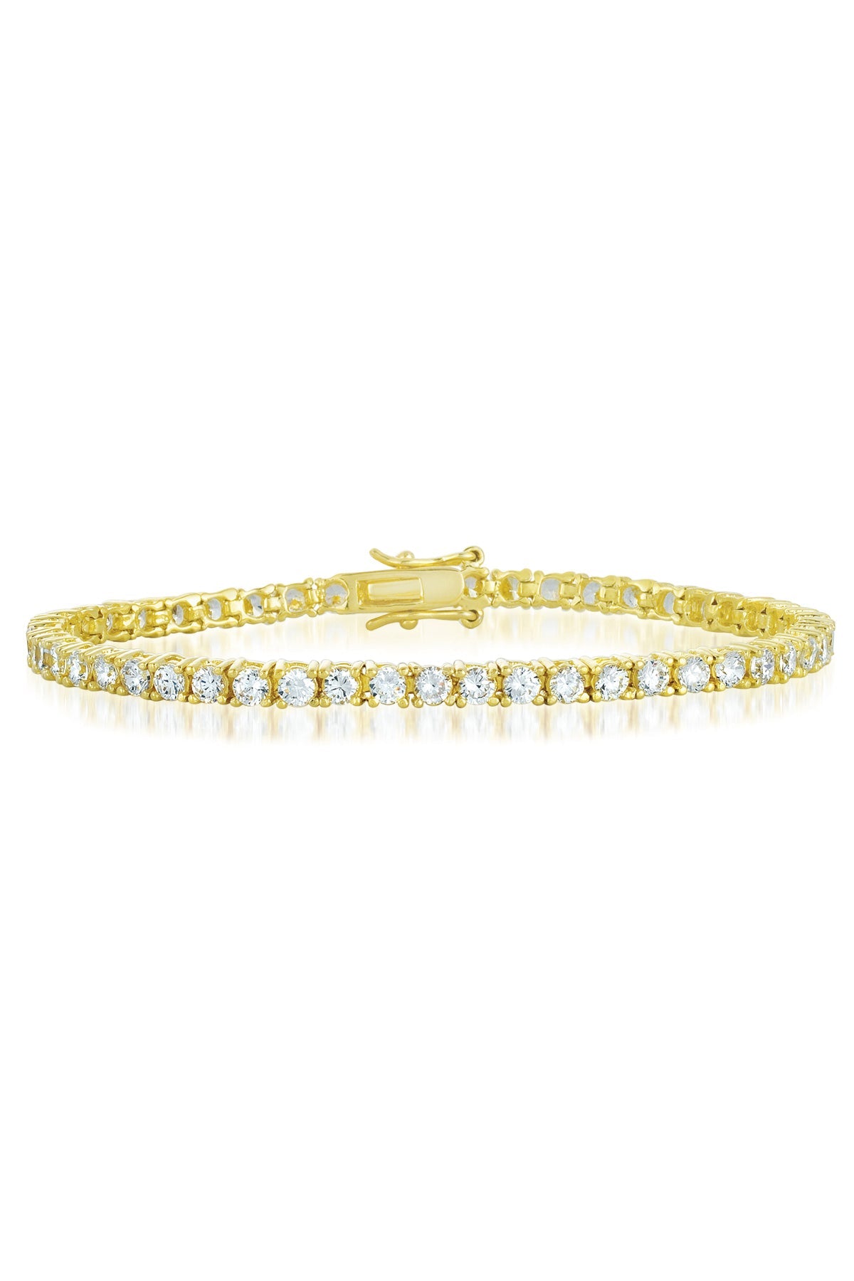  Rachel Glauber 3mm Sterling Silver 14k Yellow Gold Plated Tennis Bracelet With Colored Cubic Zirconia - Green - Bonton