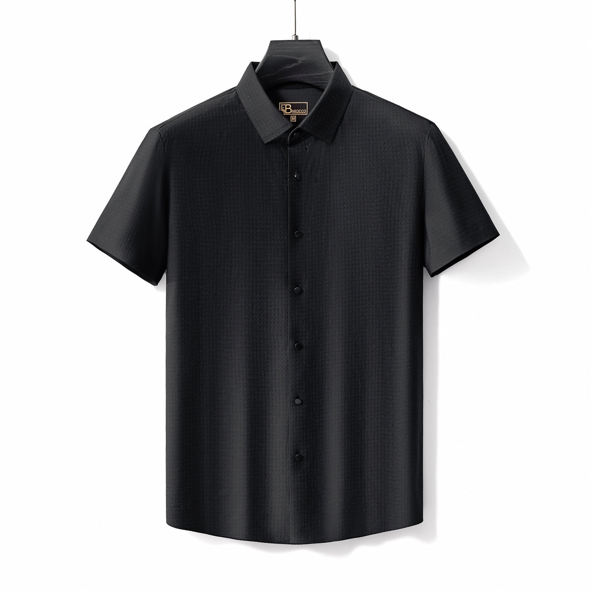  Barocco Stitchless Stretch Poplin SS Shirt BLACK - BLACK - Bonton