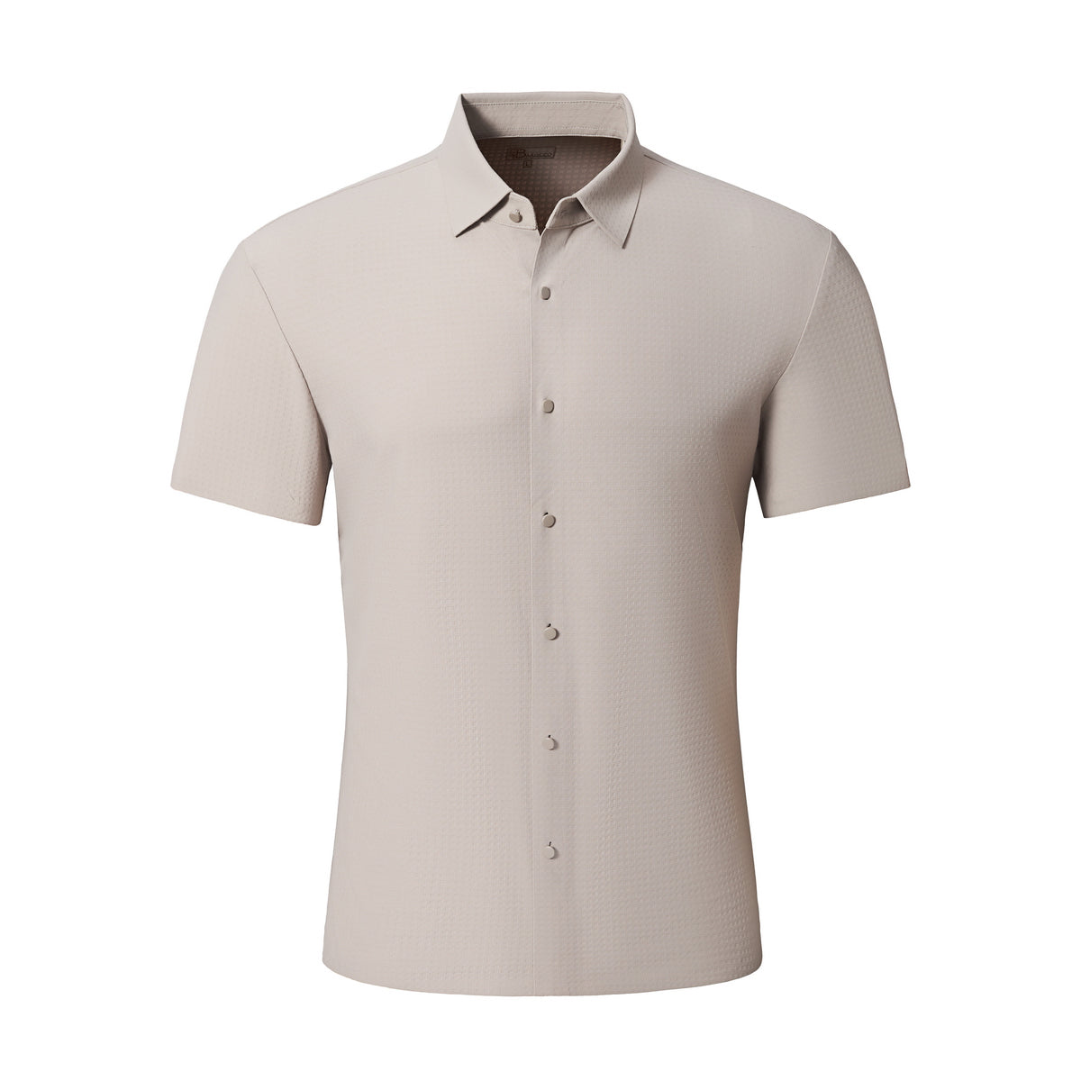  Barocco Stitchless Stretch Poplin SS Shirt KHAKI - KHAKI - Bonton