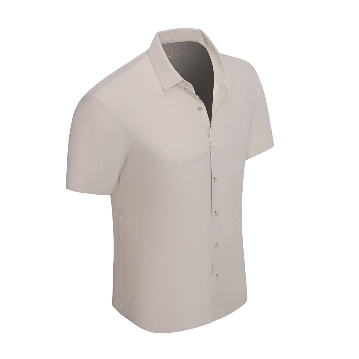  Barocco Stitchless Stretch Poplin SS Shirt KHAKI - KHAKI - Bonton
