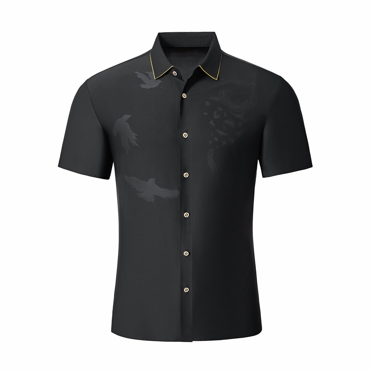  Barocco Shadow Beast Jacquard SS Shirt BLACK/GOLD - BLACK/GOLD - Bonton
