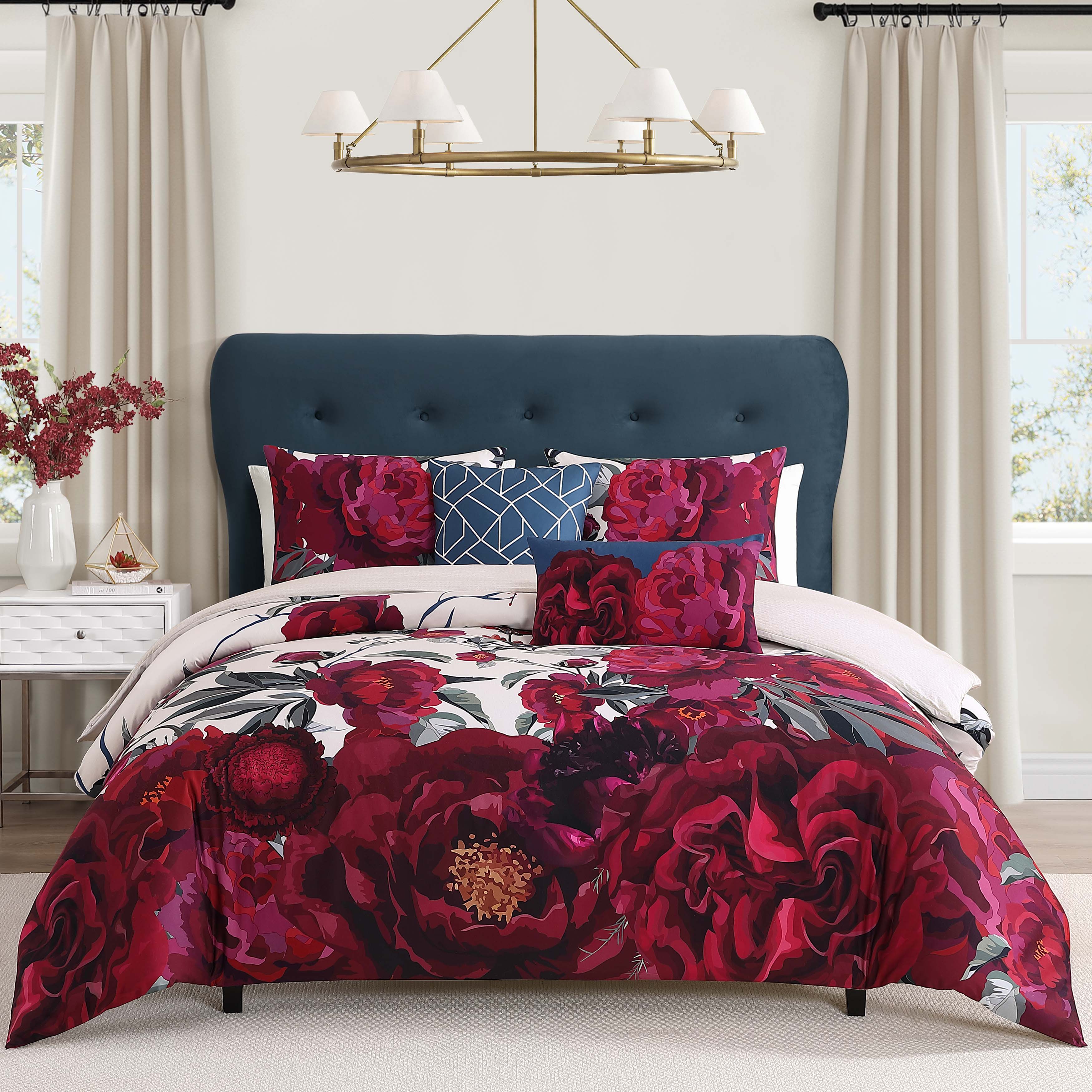  Bebejan® Bebejan Burgundy Branches 5 Piece Reversible Comforter Set - QUEEN - Bonton