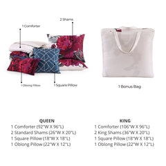 Bebejan Burgundy Branches 5 Piece Reversible Comforter Set