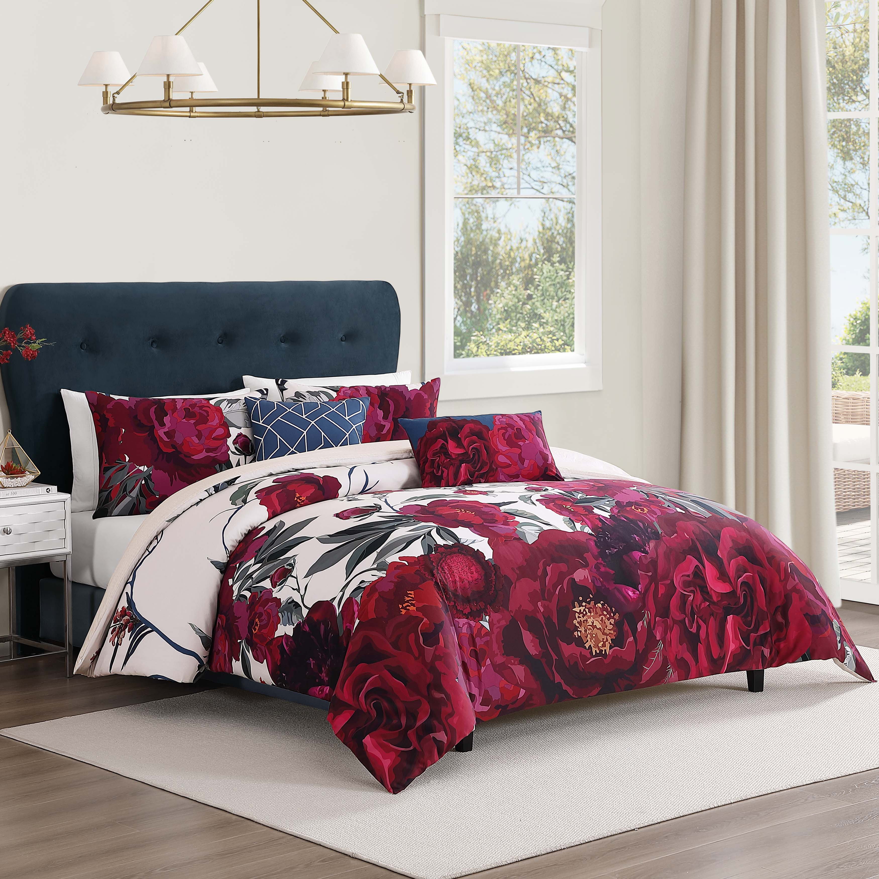  Bebejan® Bebejan Burgundy Branches 5 Piece Reversible Comforter Set - QUEEN - Bonton